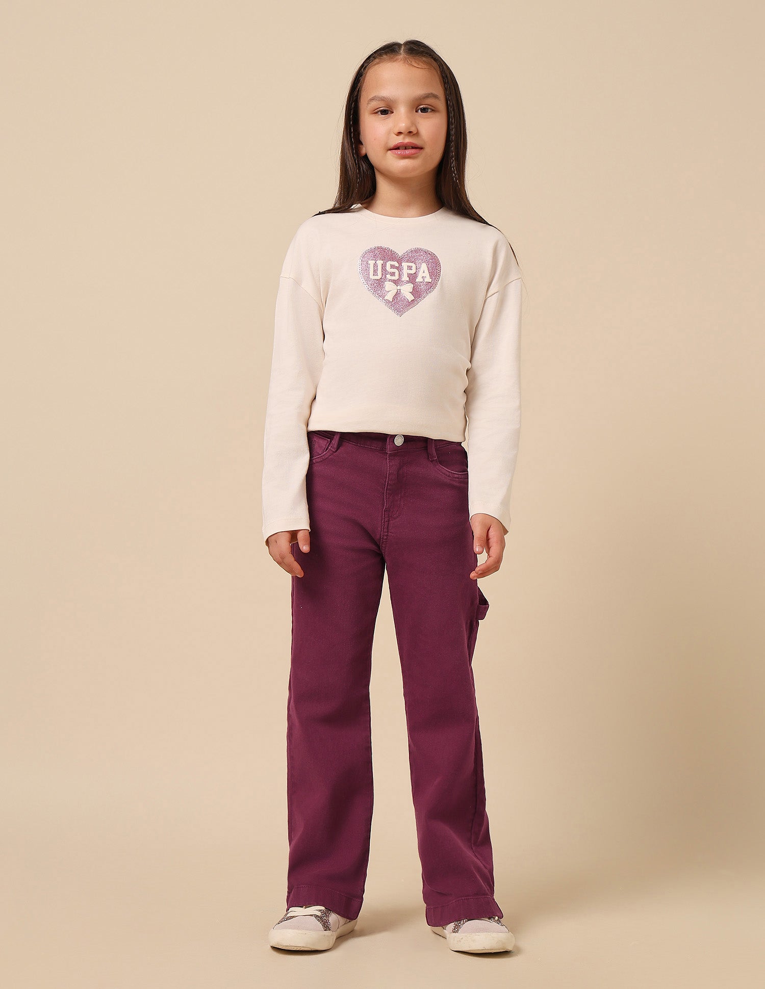 Girls Mid Rise Bootcut Jeans Beaujolais - U.S. POLO ASSN. | Large