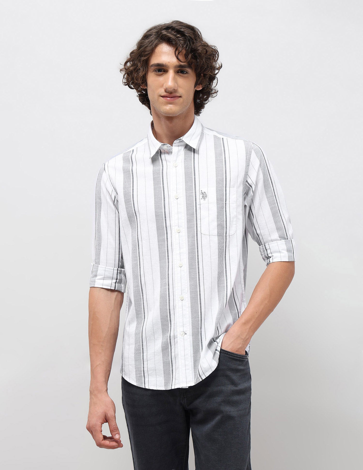 Pure Cotton Slim Fit Shirt White - U.S. POLO ASSN. | Large