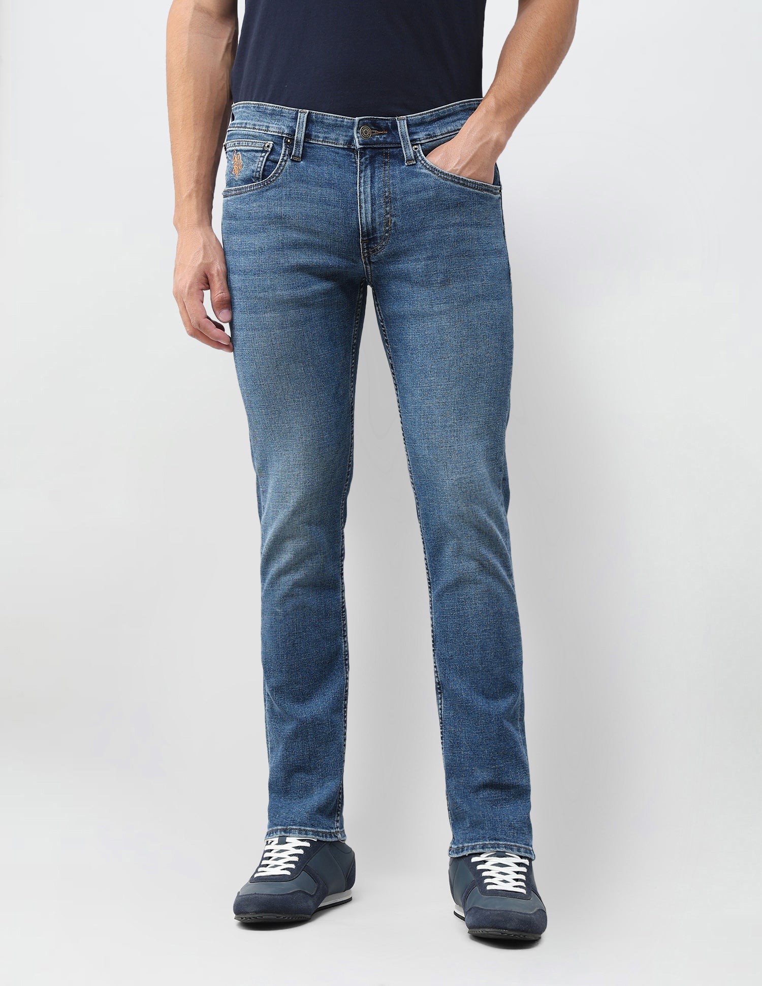 Regallo Skinny Fit Blue Jeans Mid Blue - U.S. Polo Assn. India | Large