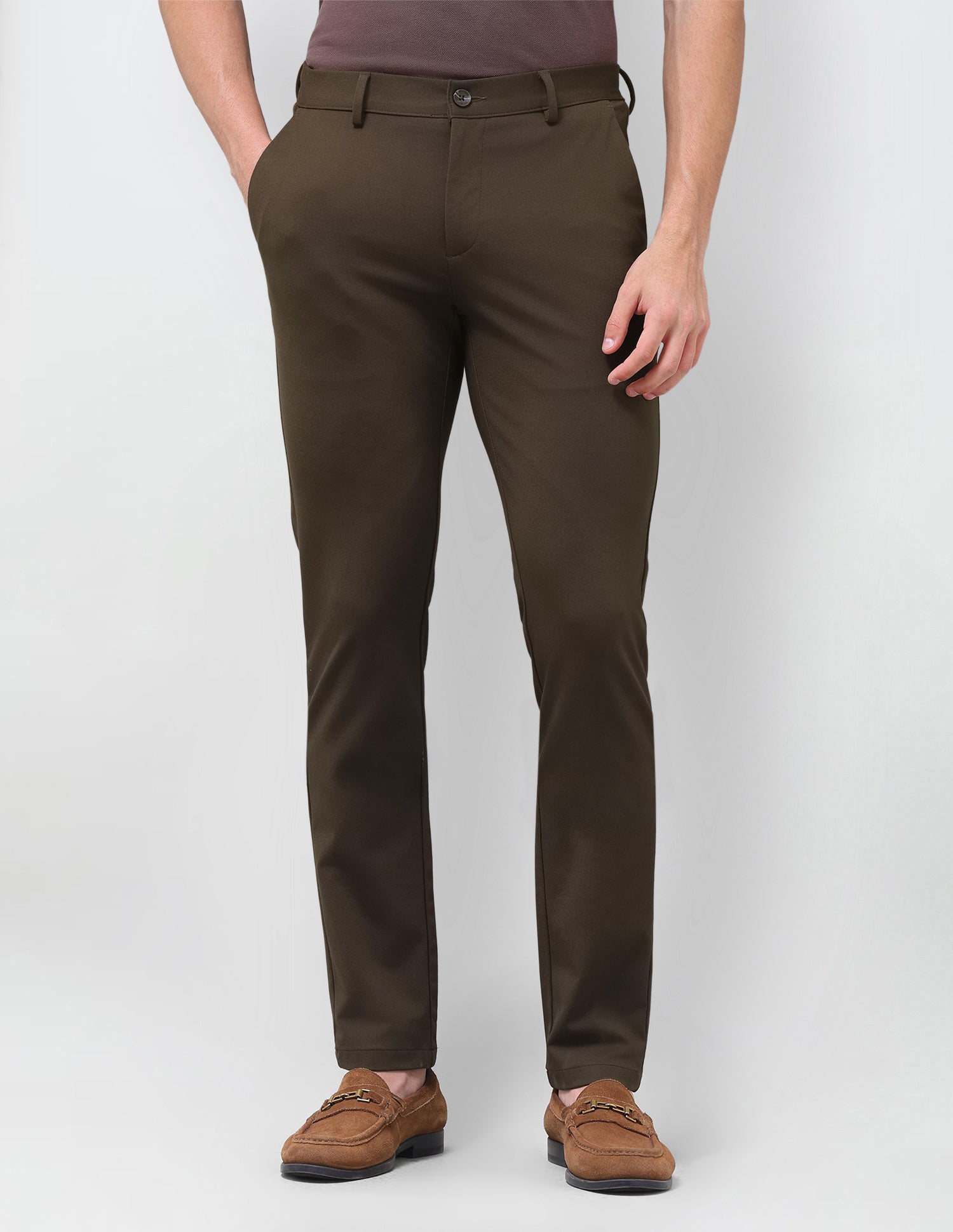 Austin Slim Fit Mid Rise Trousers Brown - U.S. Polo Assn. India | Large