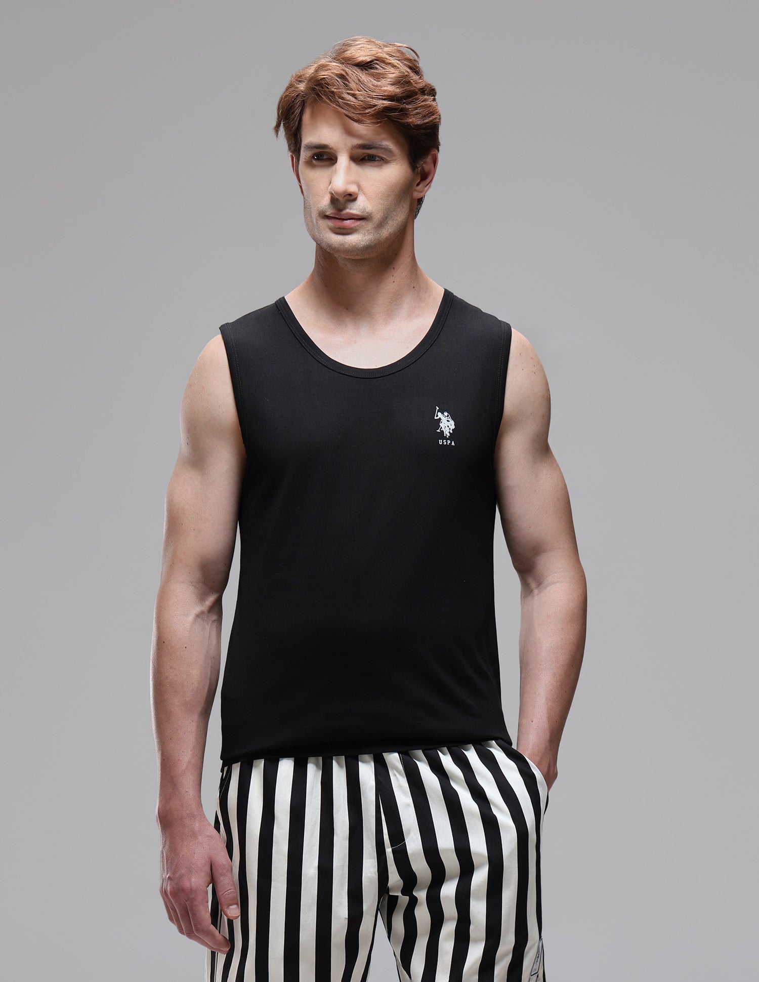 Pure Cotton Printed OEV10 Vest Black - U.S. Polo Assn. India | Large