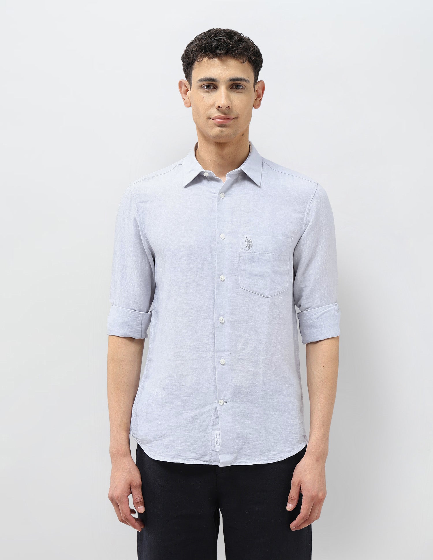 Tailored Fit Solid Shirt Light Grey - U.S. POLO ASSN. | Large