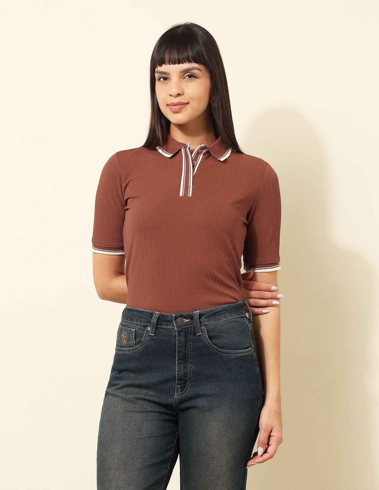 Regular Fit Solid Polo Shirt Brown - U.S. POLO ASSN. | Large