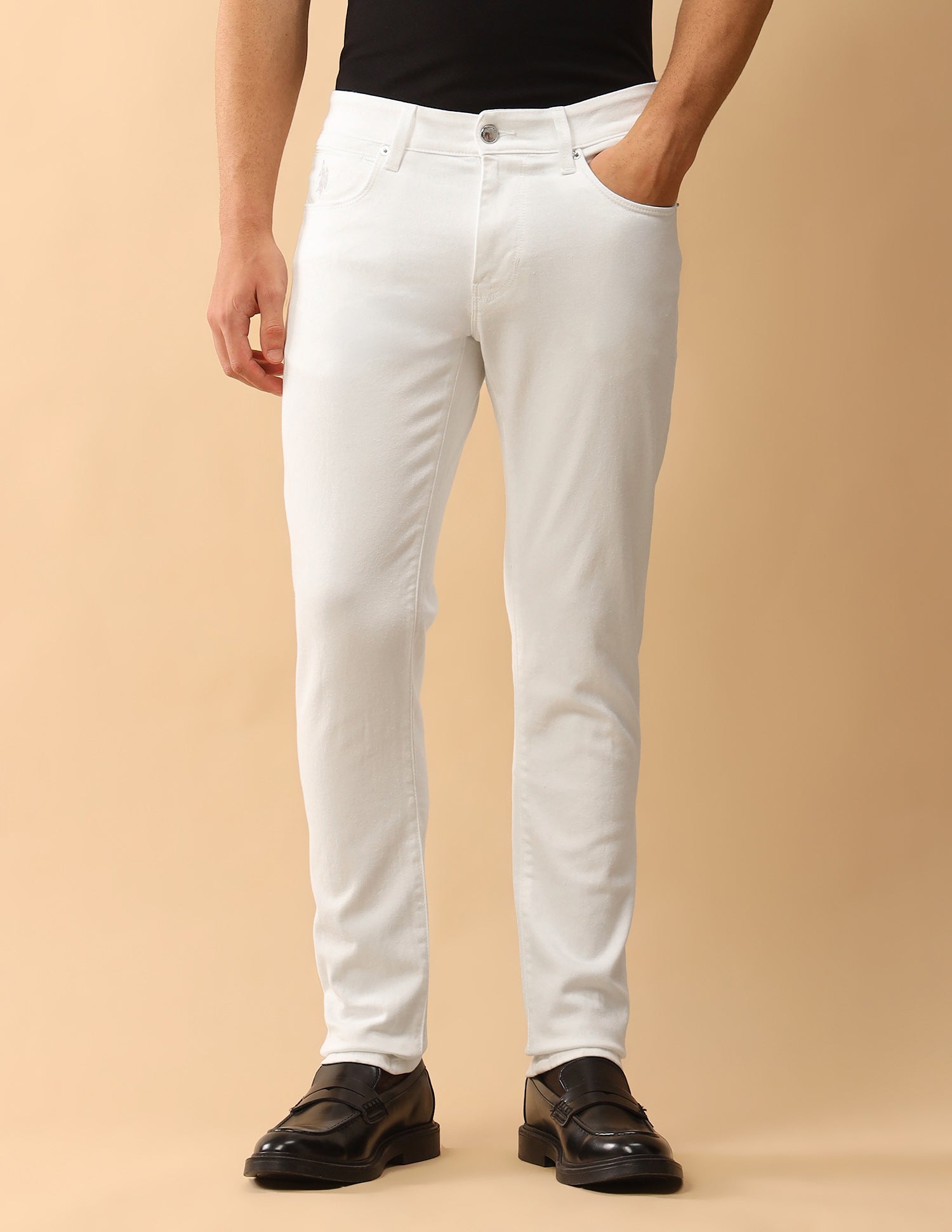 Pacho X Mid Rise Brandon Slim Tapered Jeans White - U.S. Polo Assn. India | Large