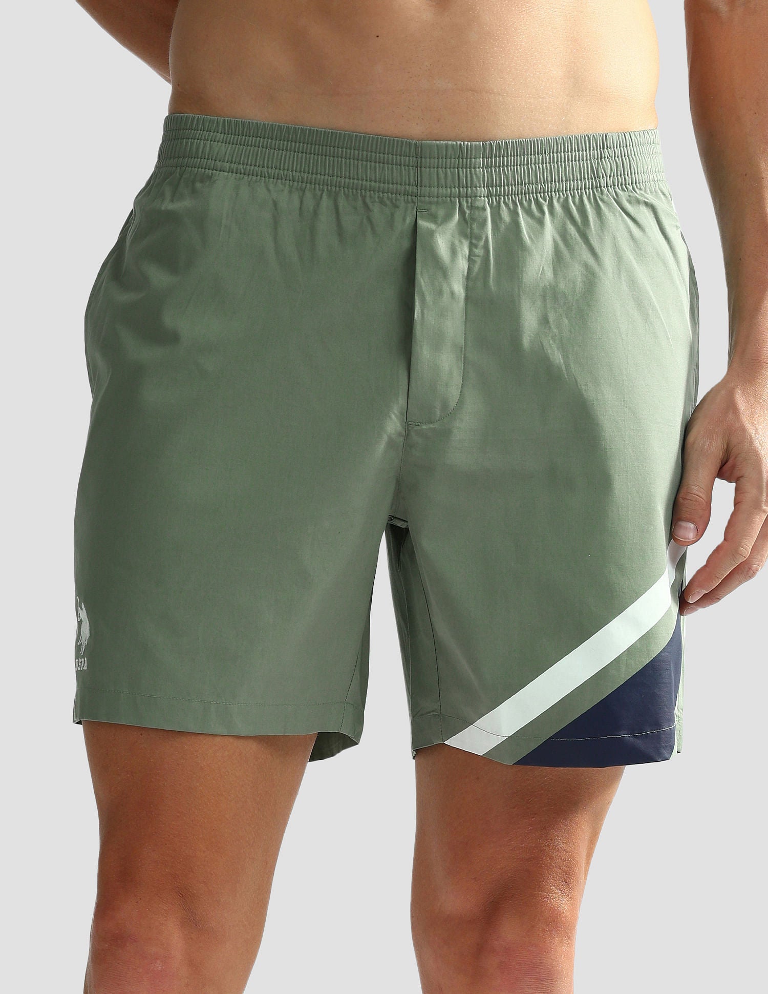 Mid Rise Solid OEX06 Shorts - Pack Of 1 Hedge Green - U.S. POLO ASSN. | Large