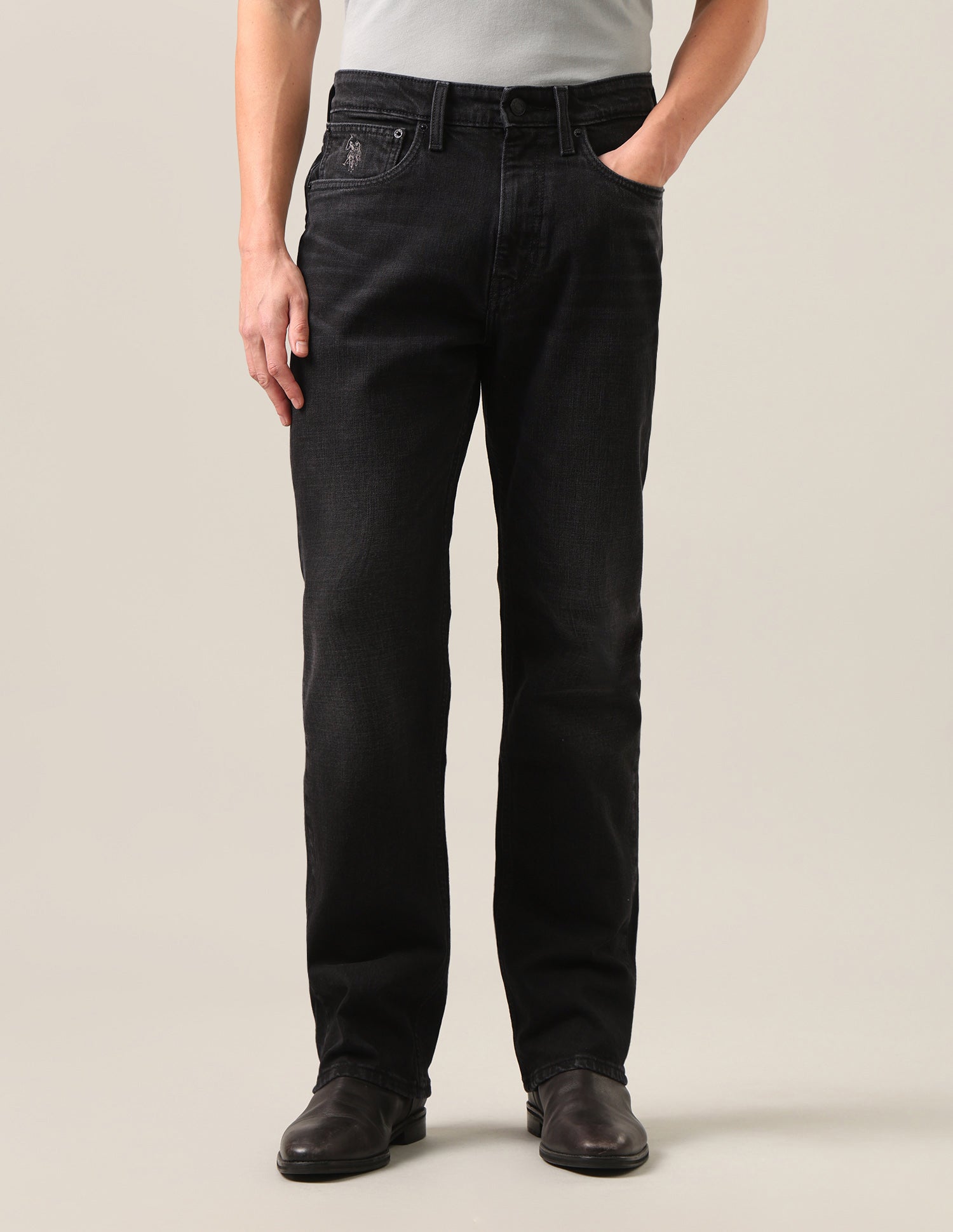Connor Bootcut Fit Black Jeans Washed Black - U.S. Polo Assn. India | Large