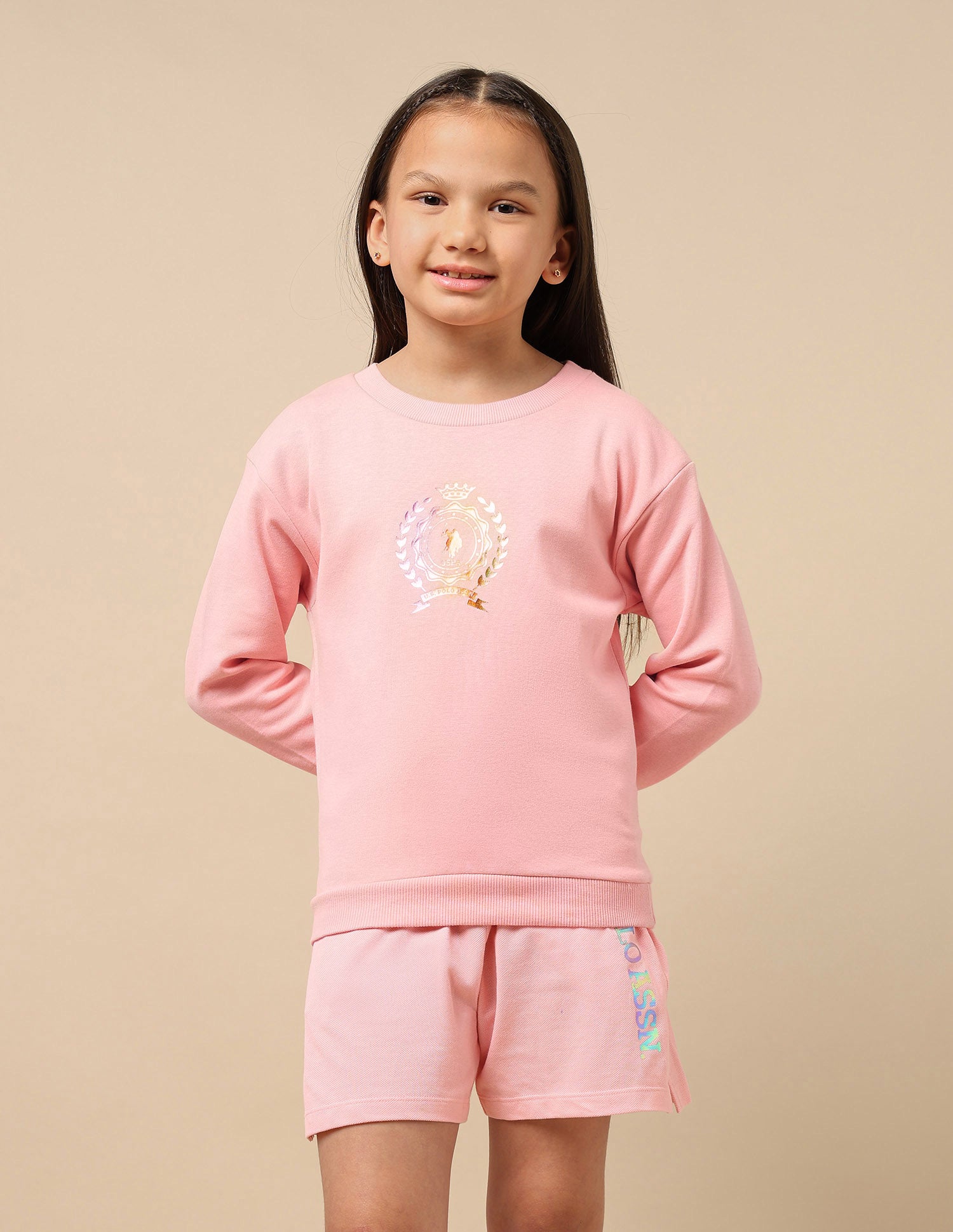 Girls Graphic Print Sweatshirt Light Pink - U.S. POLO ASSN. | Large