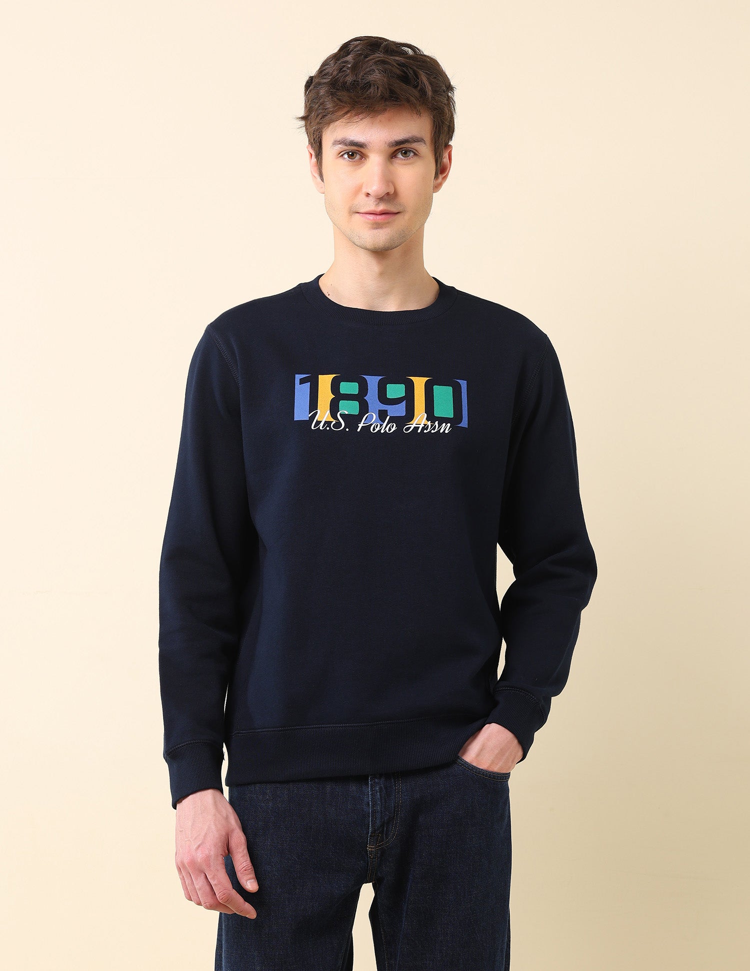 Brand Printed Classic Sweatshirt Navy - U.S. POLO ASSN. | Large