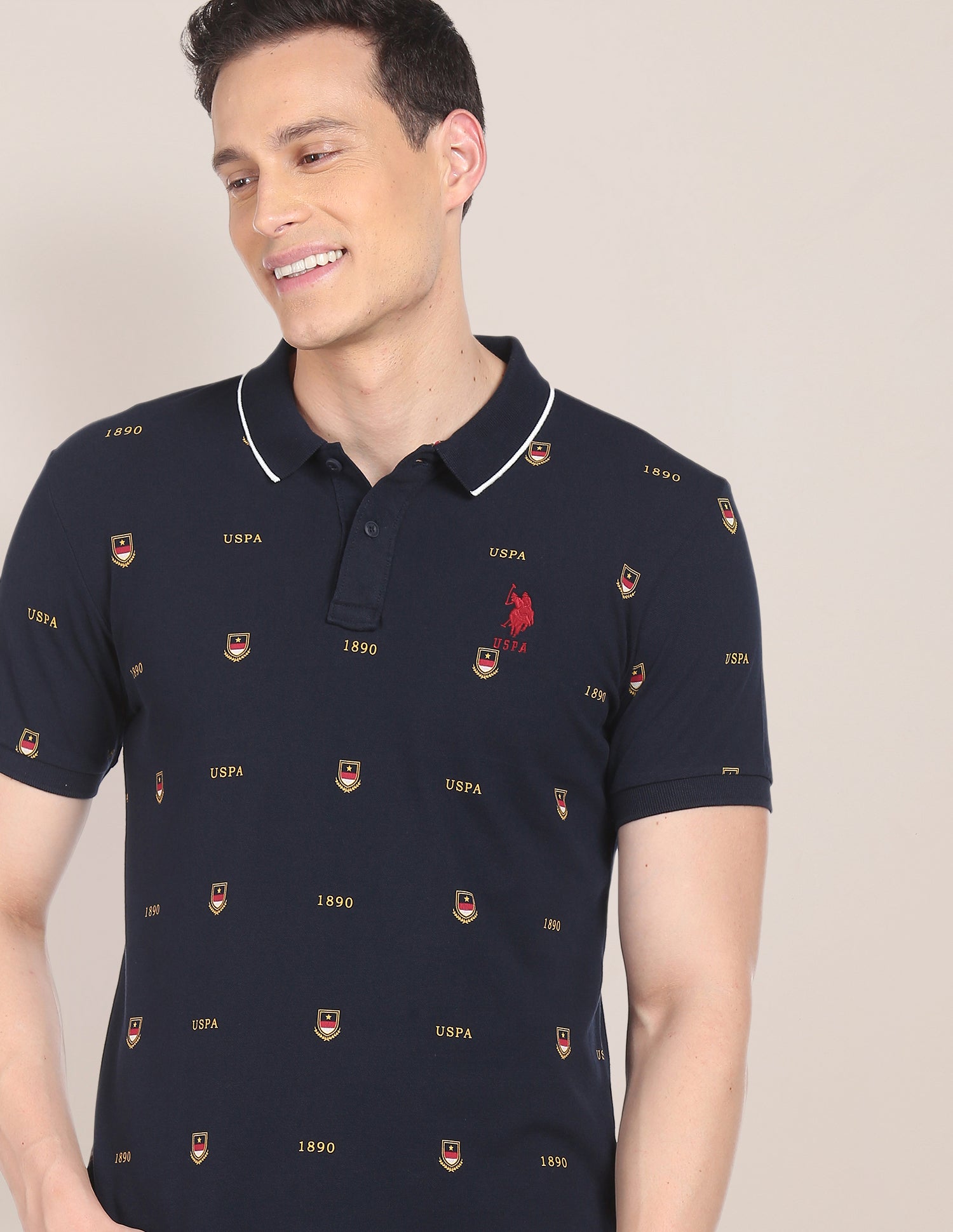 Crest Print Polo Shirt Navy - U.S. Polo Assn. India | Large