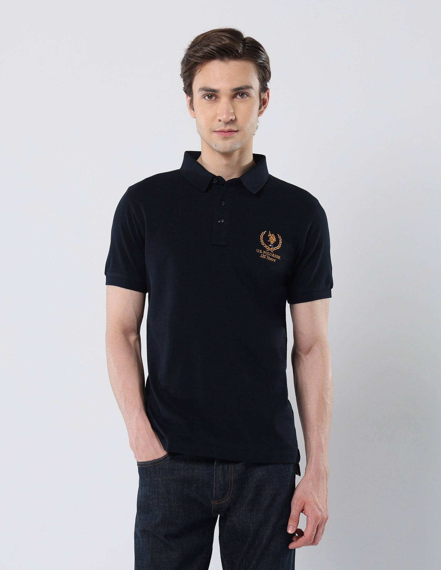 Brand Embroidered 135 Anniversary Polo Shirt Navy - U.S. Polo Assn. India | Large