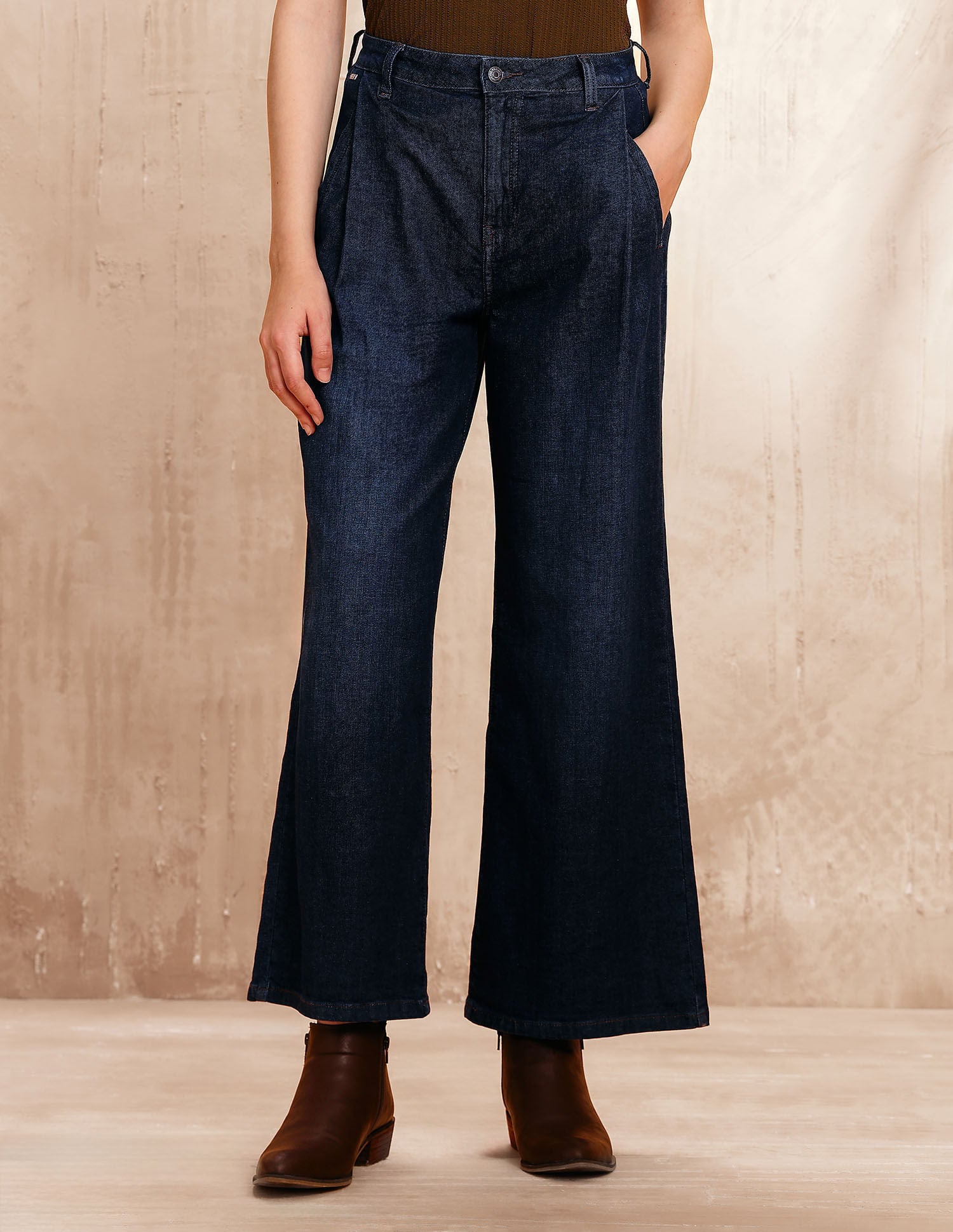 High Rise Wide-leg Fit Jeans Blue - U.S. POLO ASSN. | Large