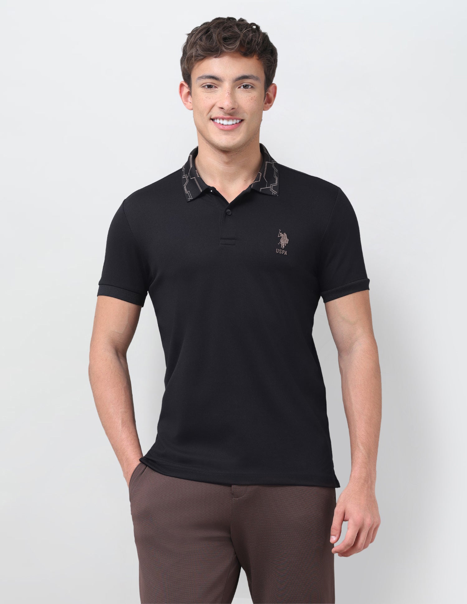 Solid Slim Fit Polo Shirt Black - U.S. Polo Assn. India | Large