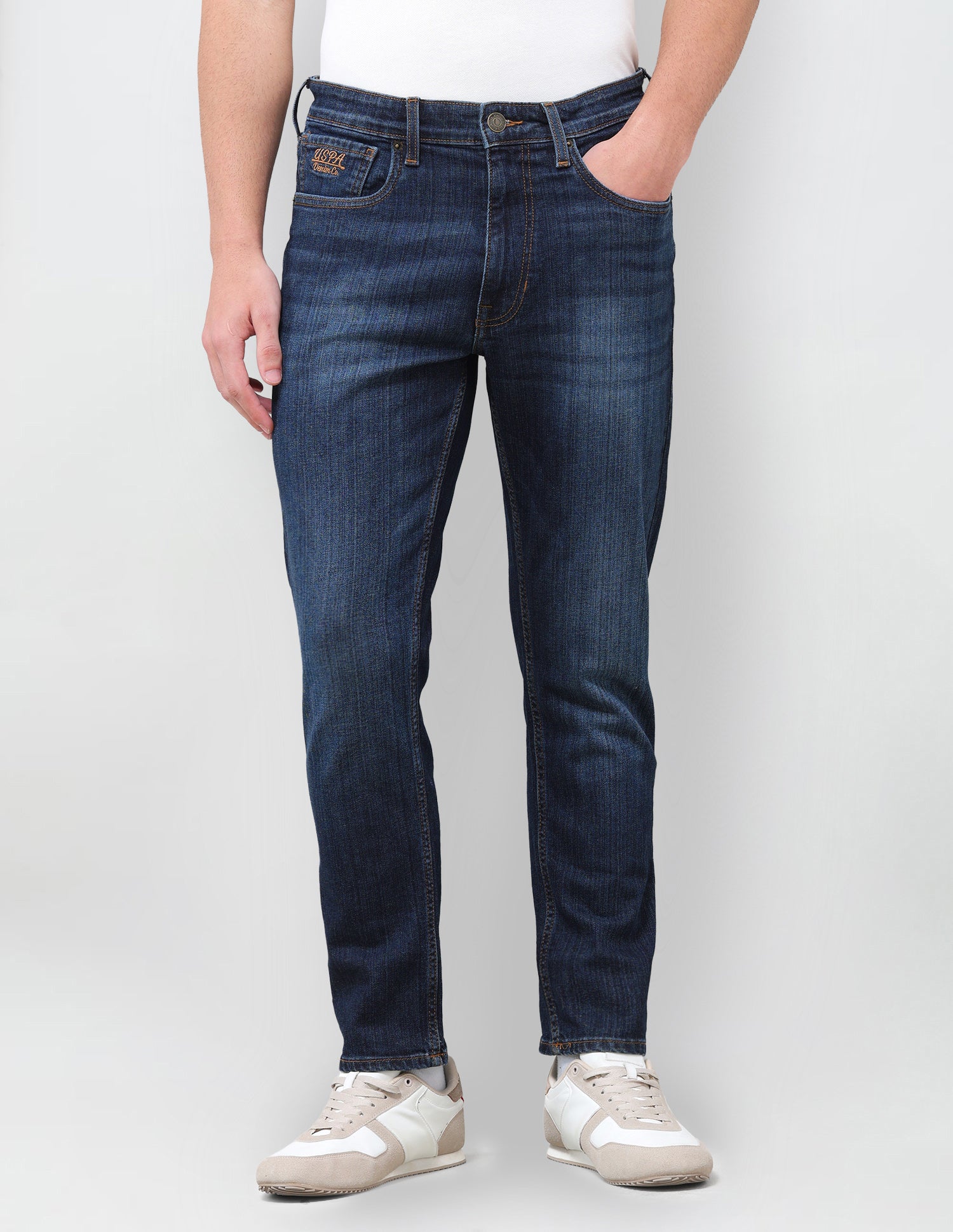 Cole Comfort Cropped Fit Blue Jeans Mid Blue - U.S. Polo Assn. India | Large