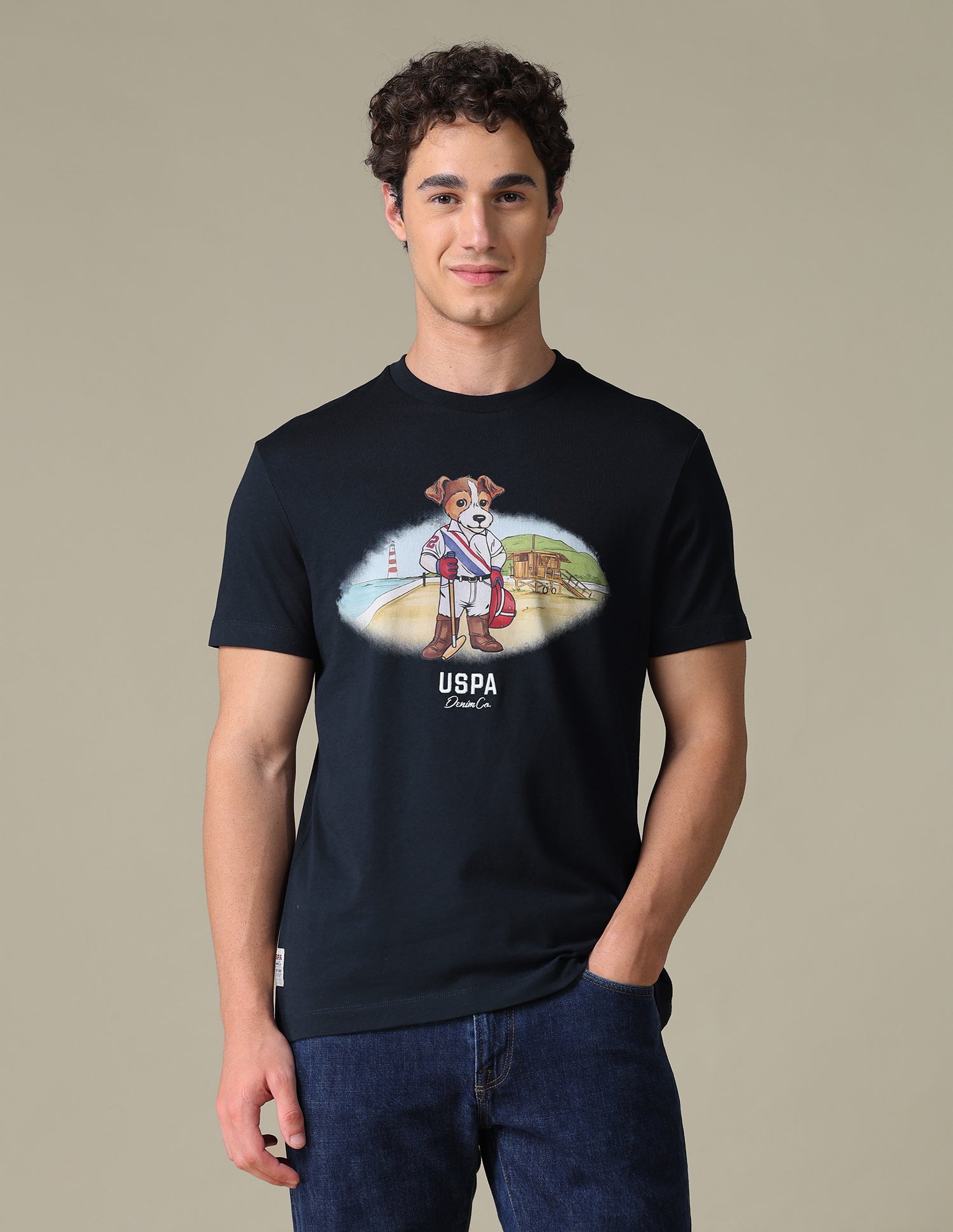 Graphic Brand Printed Slim Fit T-Shirt Navy - U.S. Polo Assn. India | Large