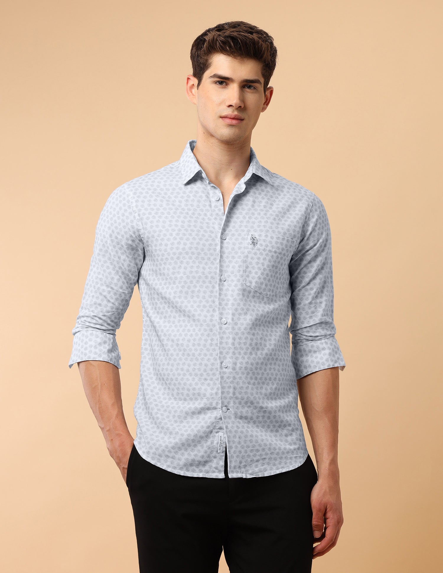 Pacho X Tropical Printed Regular Fit Shirt Grey - U.S. Polo Assn. India | Large