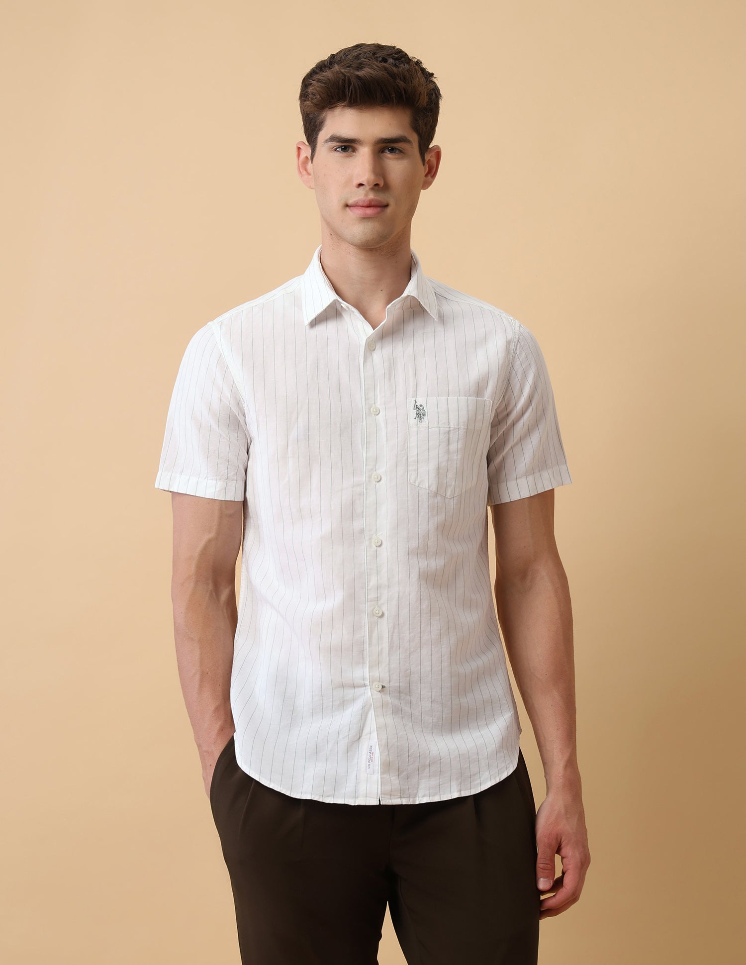 Pacho X Vertical Striped Regular Fit Shirt Green - U.S. Polo Assn. India | Large