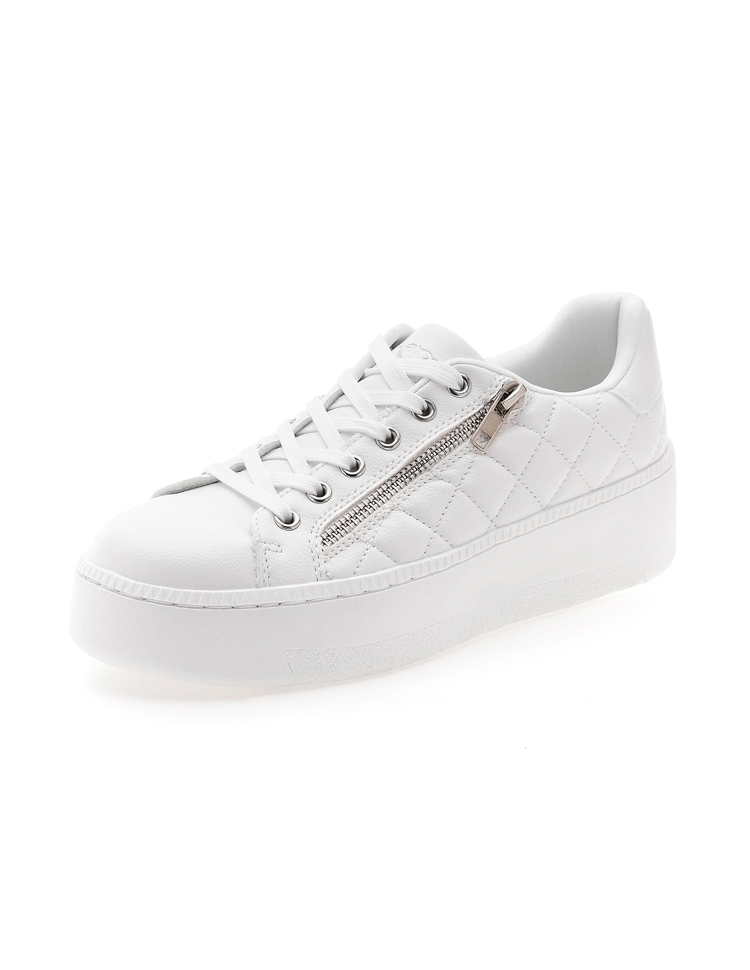 Textured Gabriella Metallic Logo Sneakers White - U.S. POLO ASSN. | Large