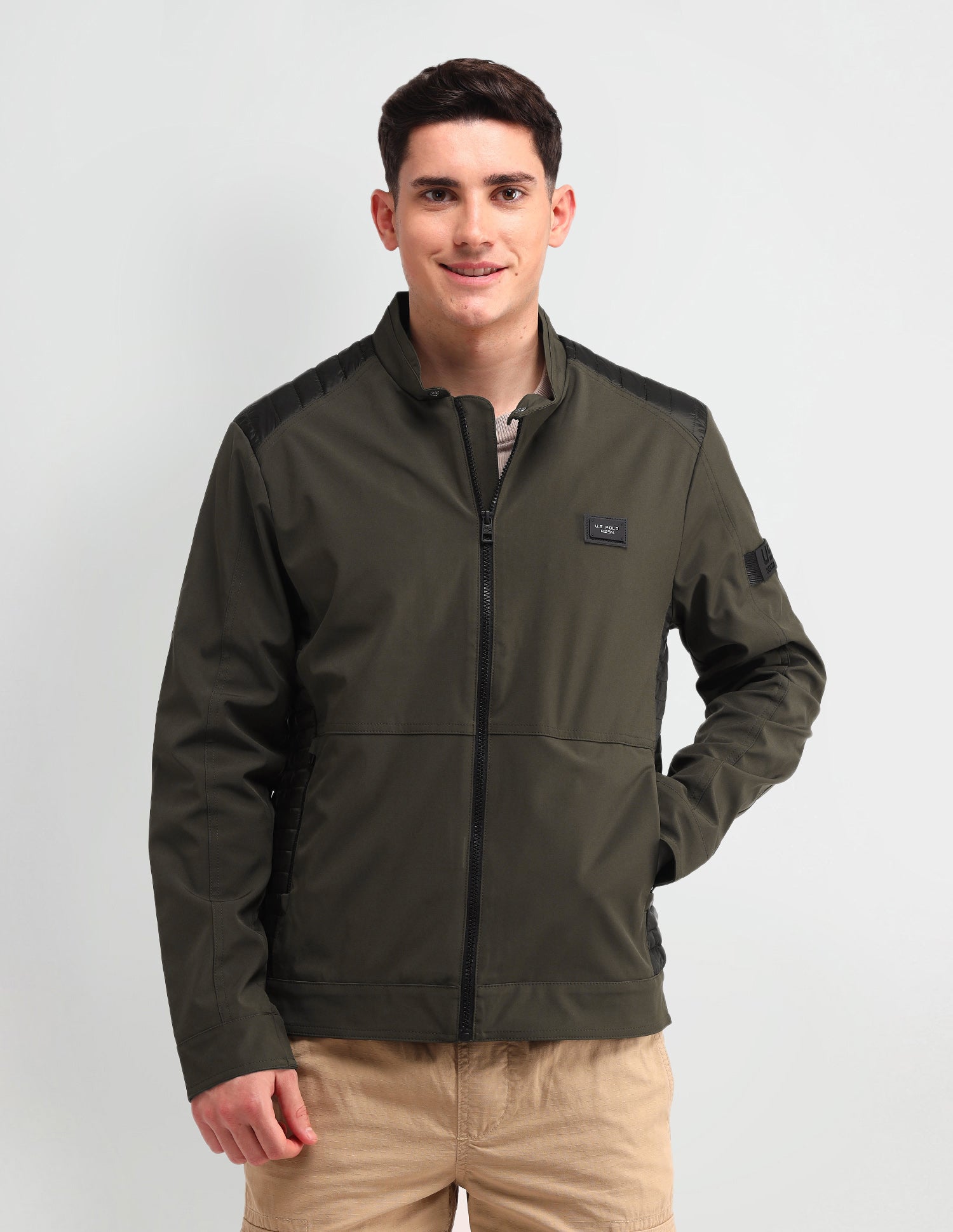 Colour Blocked Regular Fit Jacket Olive - U.S. POLO ASSN. | Large