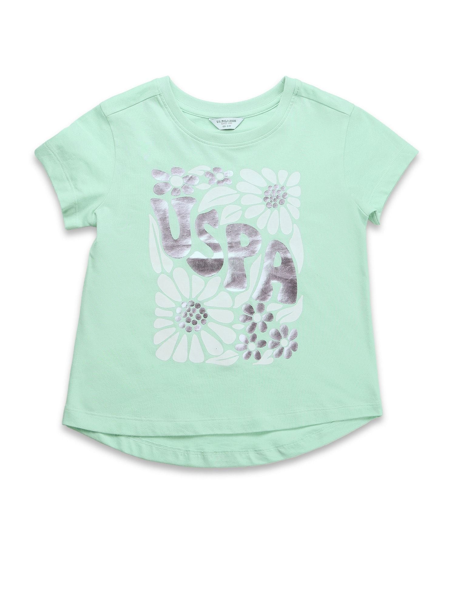 Girls Brand Printed Relaxed Fit T-Shirt Mint - U.S. POLO ASSN. | Large