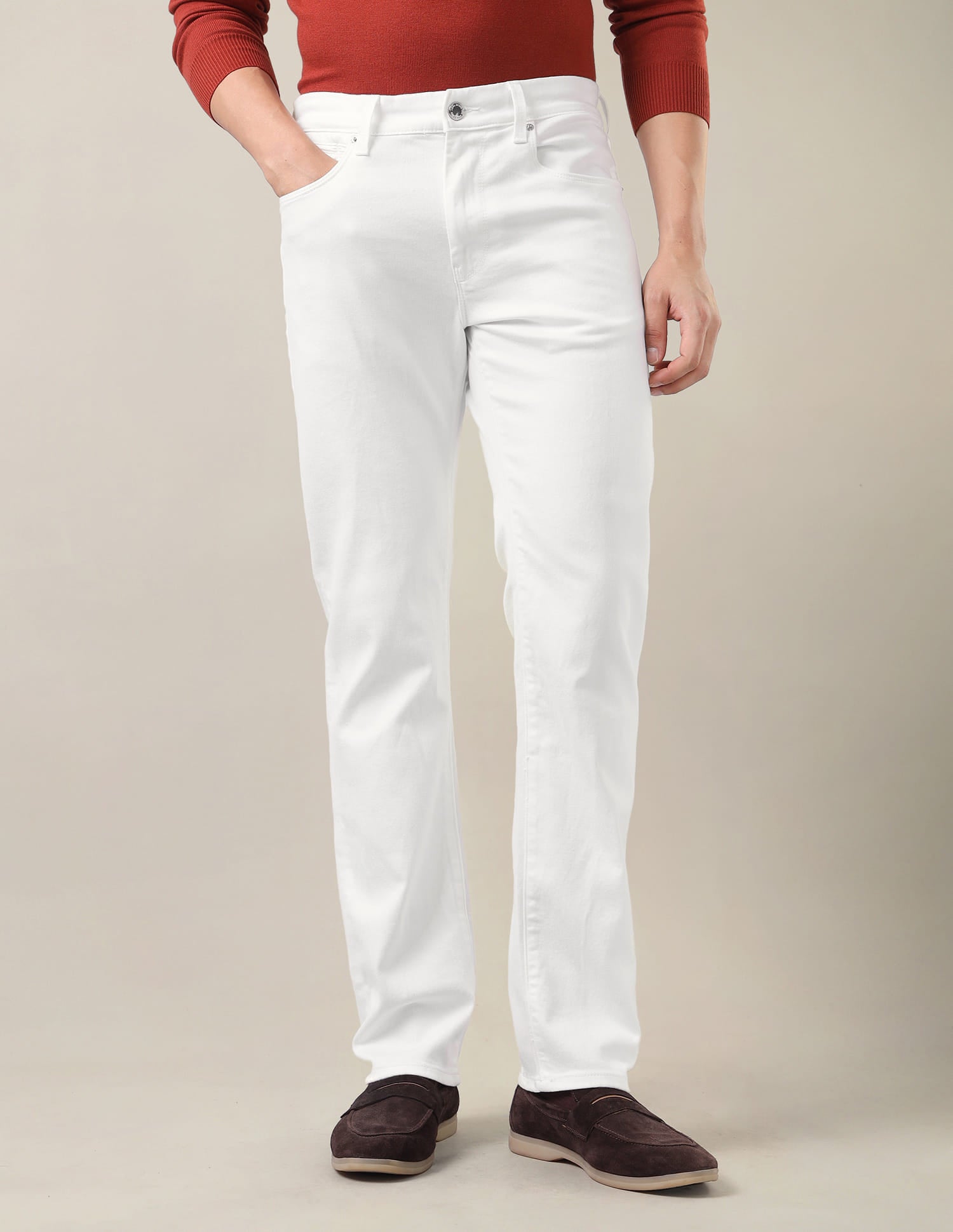 Harold Slim Straight Fit White Jeans White - U.S. Polo Assn. India | Large