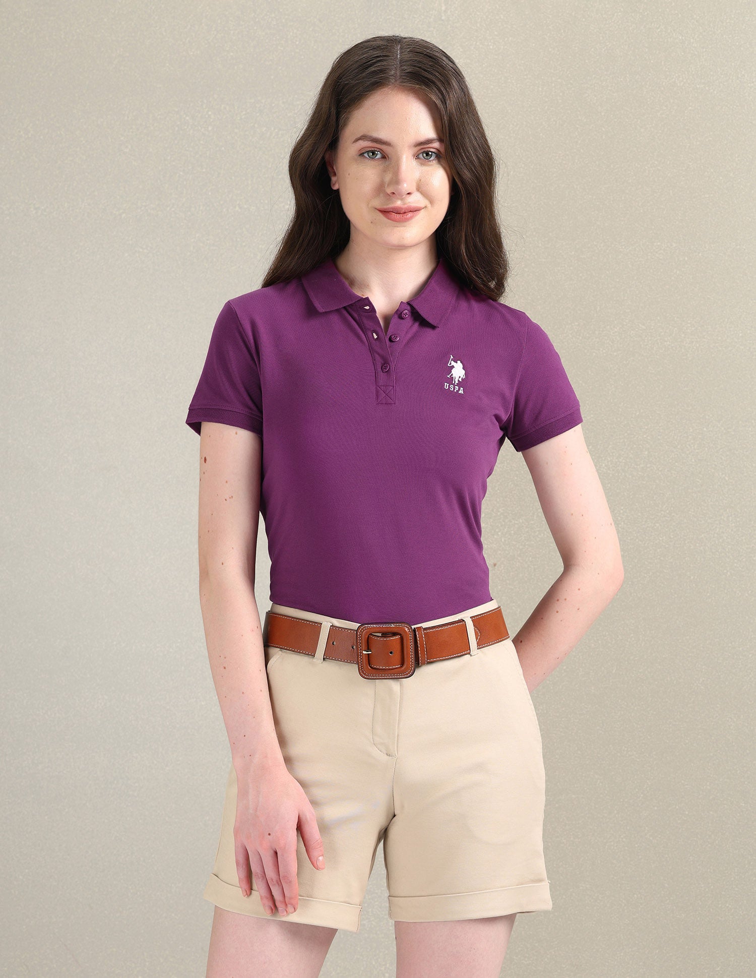 Cotton Stretch Logo Polo Shirt Purple - U.S. Polo Assn. India | Large