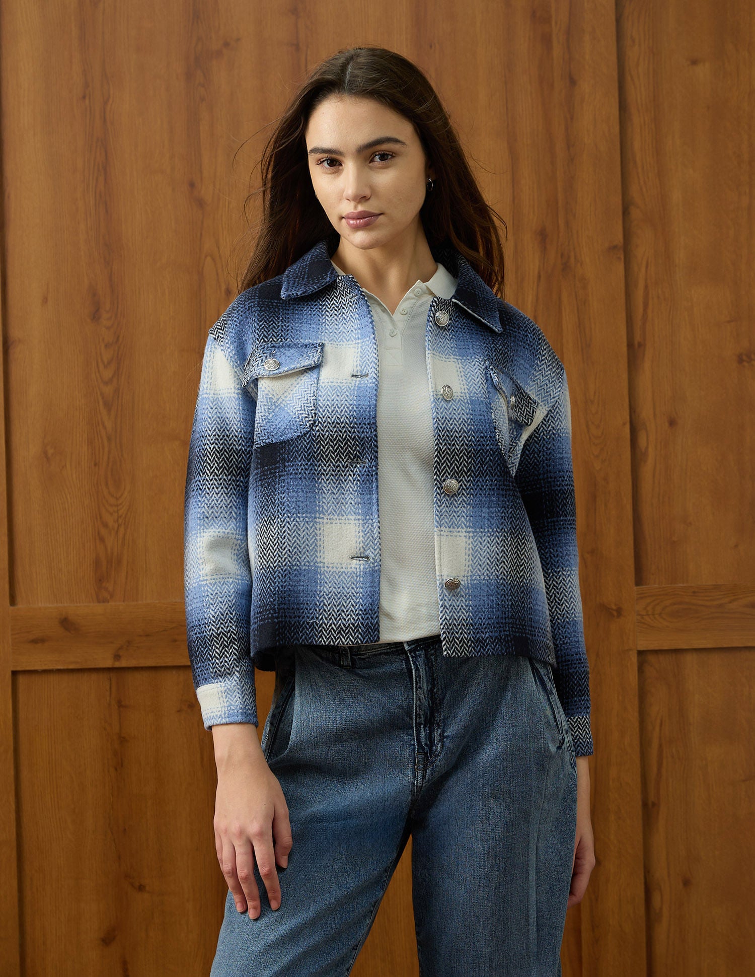 Checked Regular Fit Jacket Blue - U.S. POLO ASSN. | Large