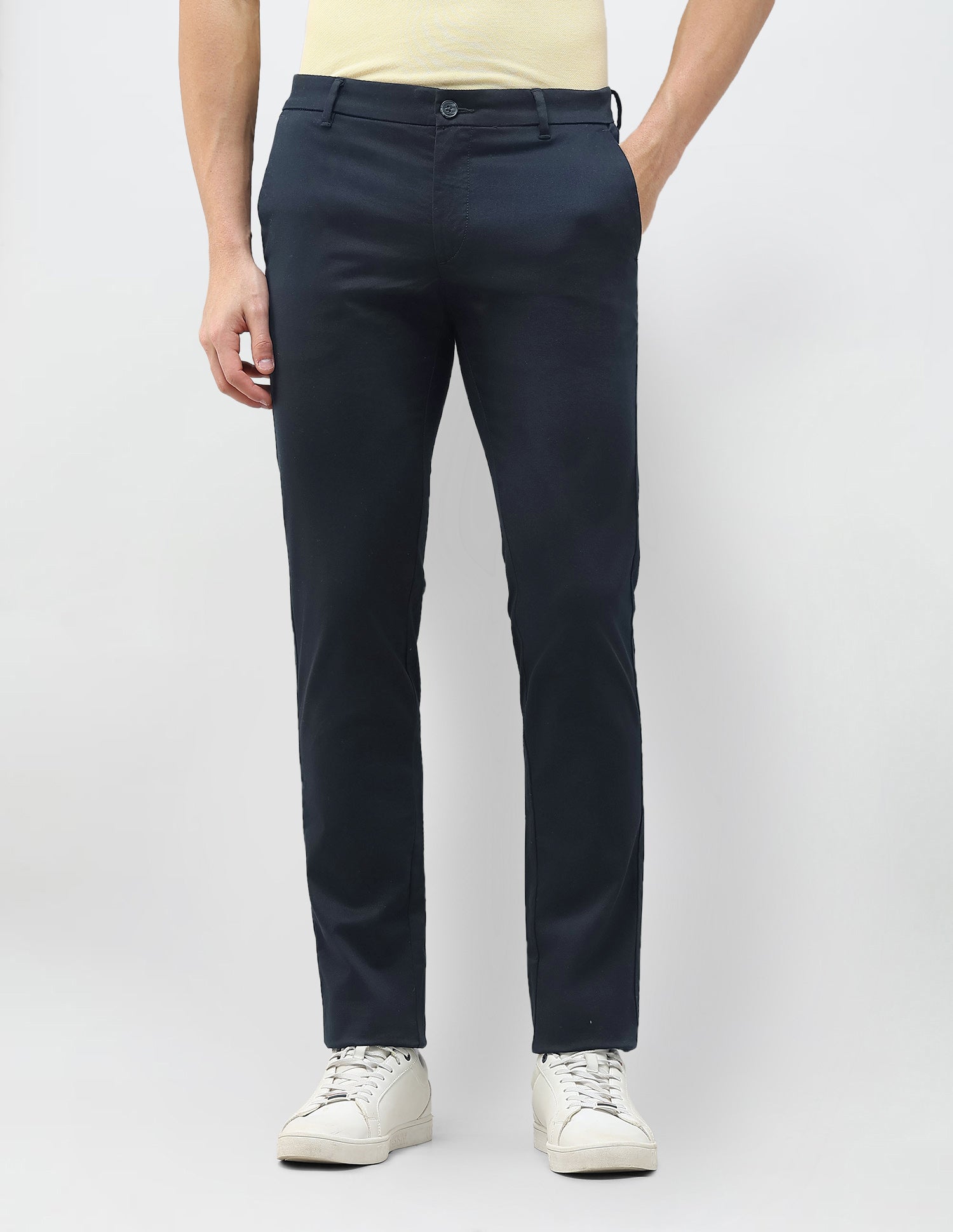 Denver Slim Fit Dobby Trousers Navy - U.S. Polo Assn. India | Large
