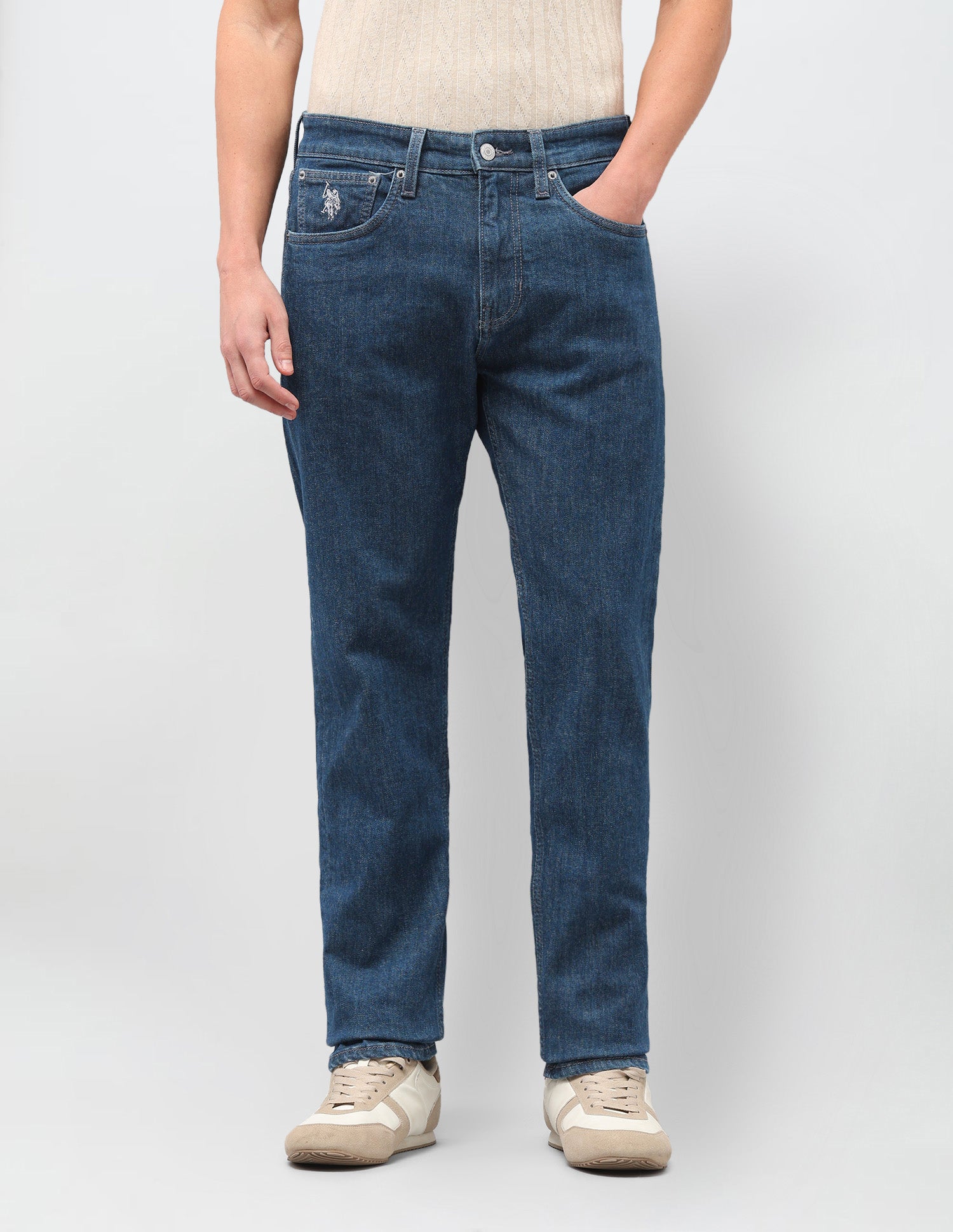 Mason Regular Straight Fit Rinsed Jeans Mid Blue - U.S. Polo Assn. India | Large
