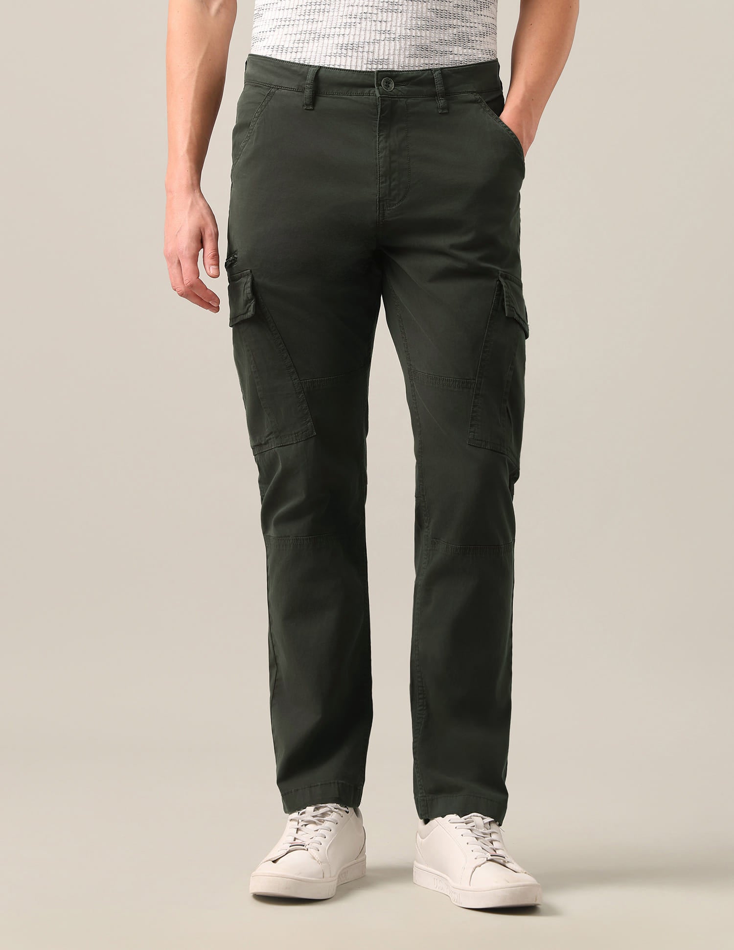 Harold Slim Straight Fit Twill Cargos Green - U.S. Polo Assn. India | Large