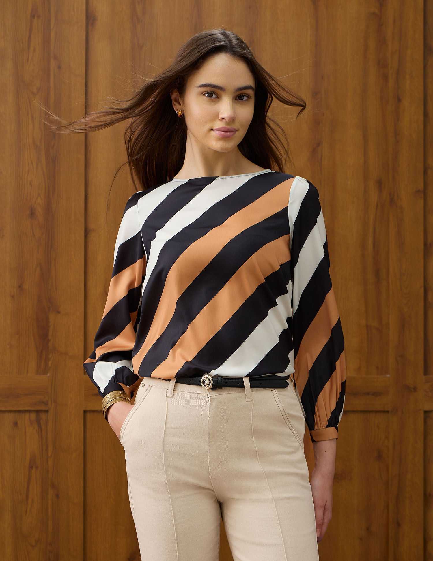 Diagonal Striped Regular Fit Top Multi-colour - U.S. Polo Assn. India | Large