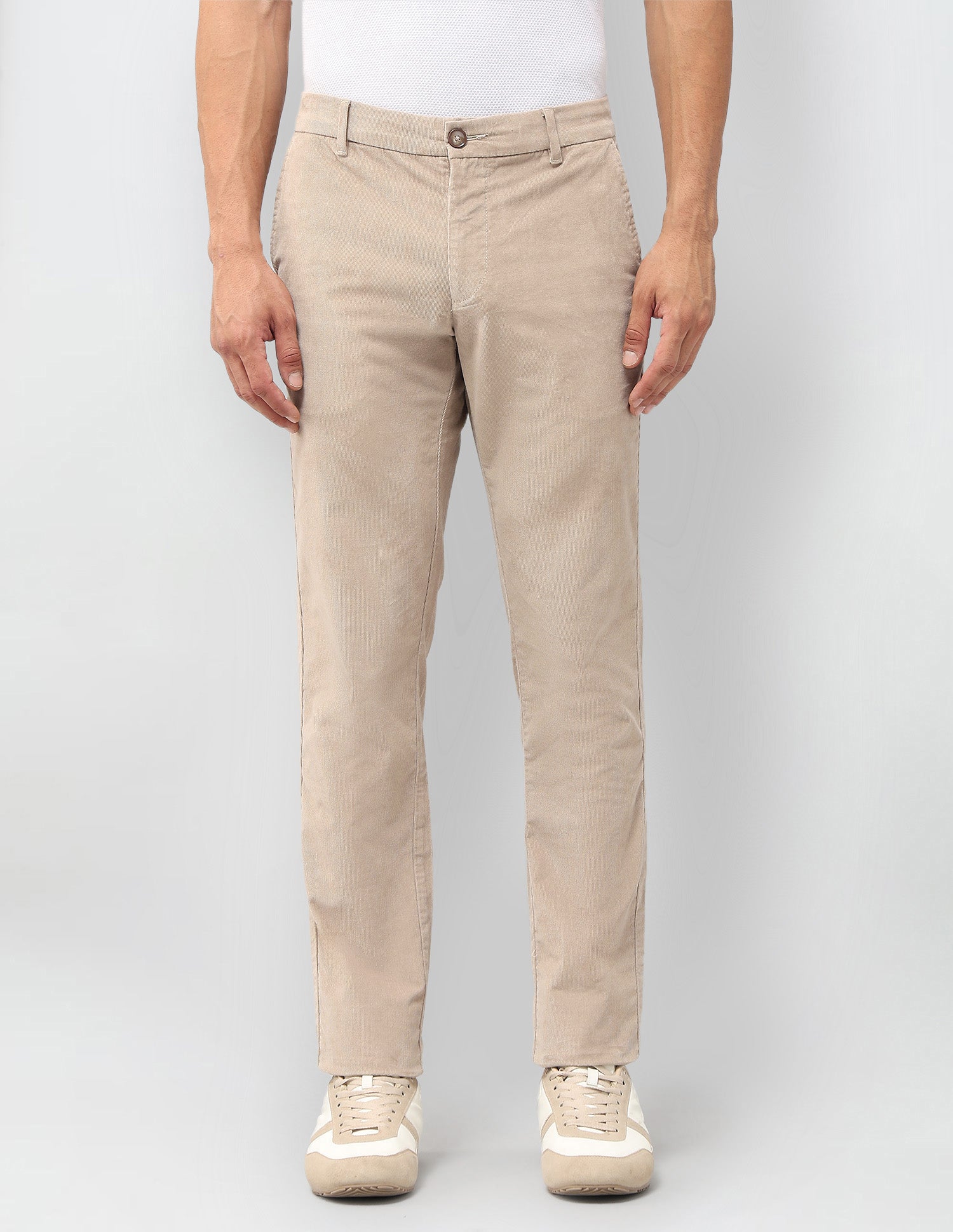 Denver Slim Fit Corduroy Trousers Beige - U.S. POLO ASSN. | Large