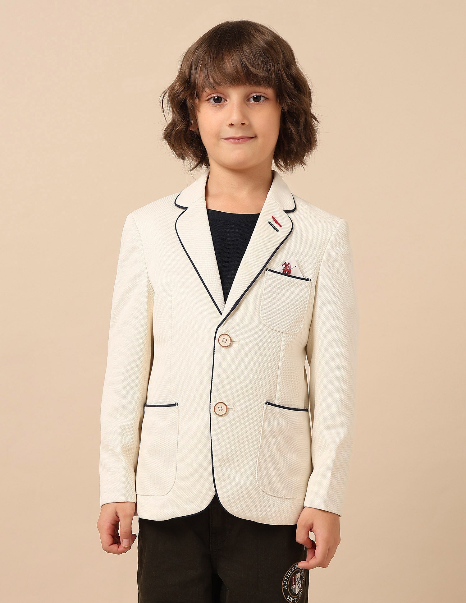 Boys Smart Casual Regular Fit Blazer Off White - U.S. POLO ASSN. | Large