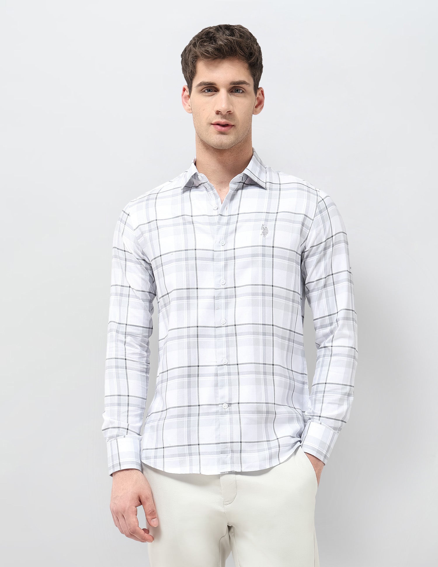 Twill Tailored Fit Shirt Grey - U.S. POLO ASSN. | Large