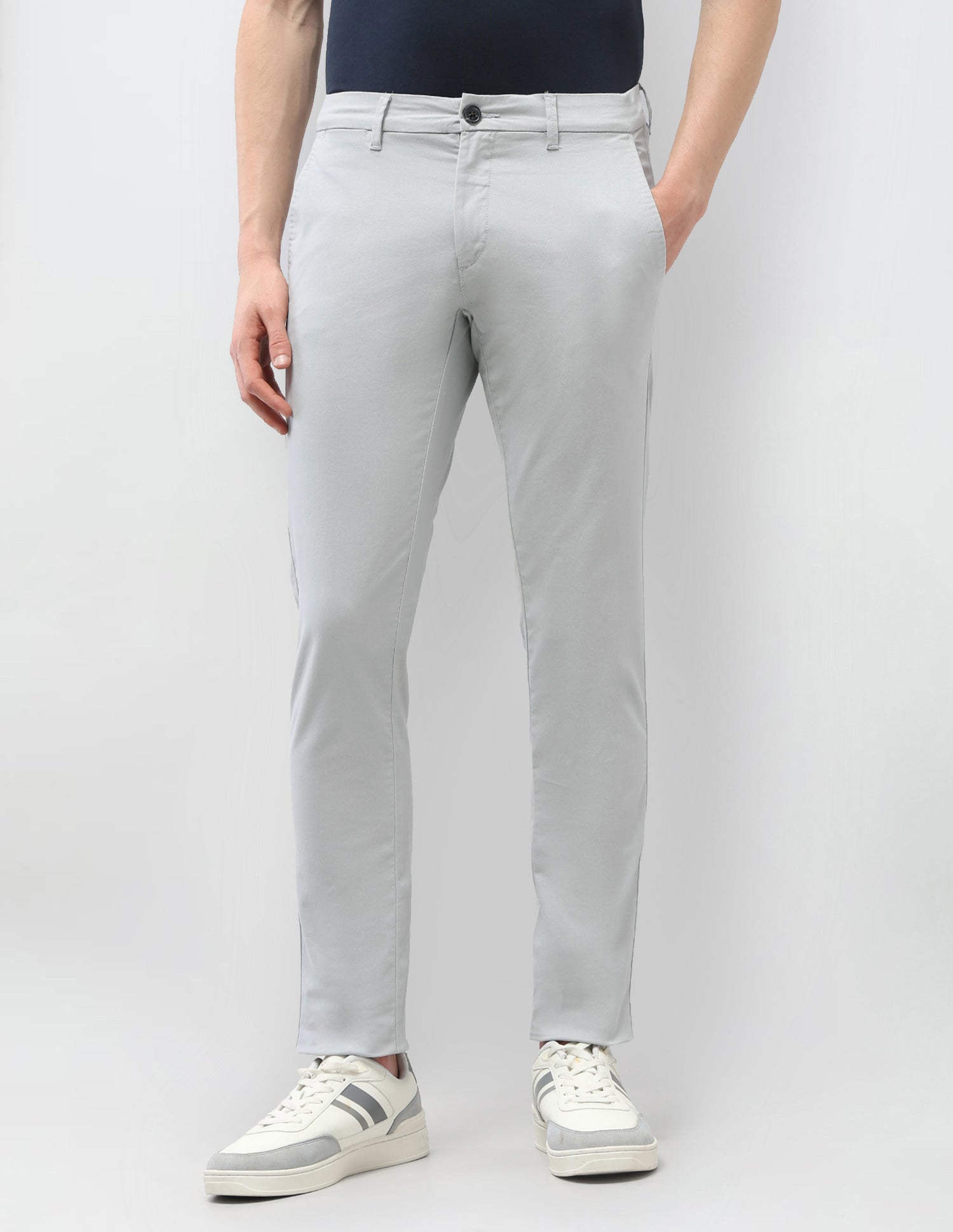 Austin Slim Fit Satin Trousers Light Grey - U.S. Polo Assn. India | Large