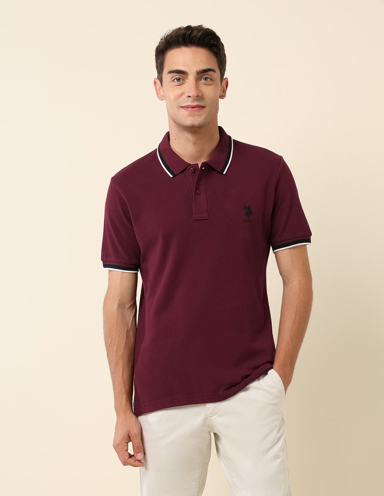 Pure Cotton Slim Fit Polo Shirt Maroon - U.S. Polo Assn. India | Large