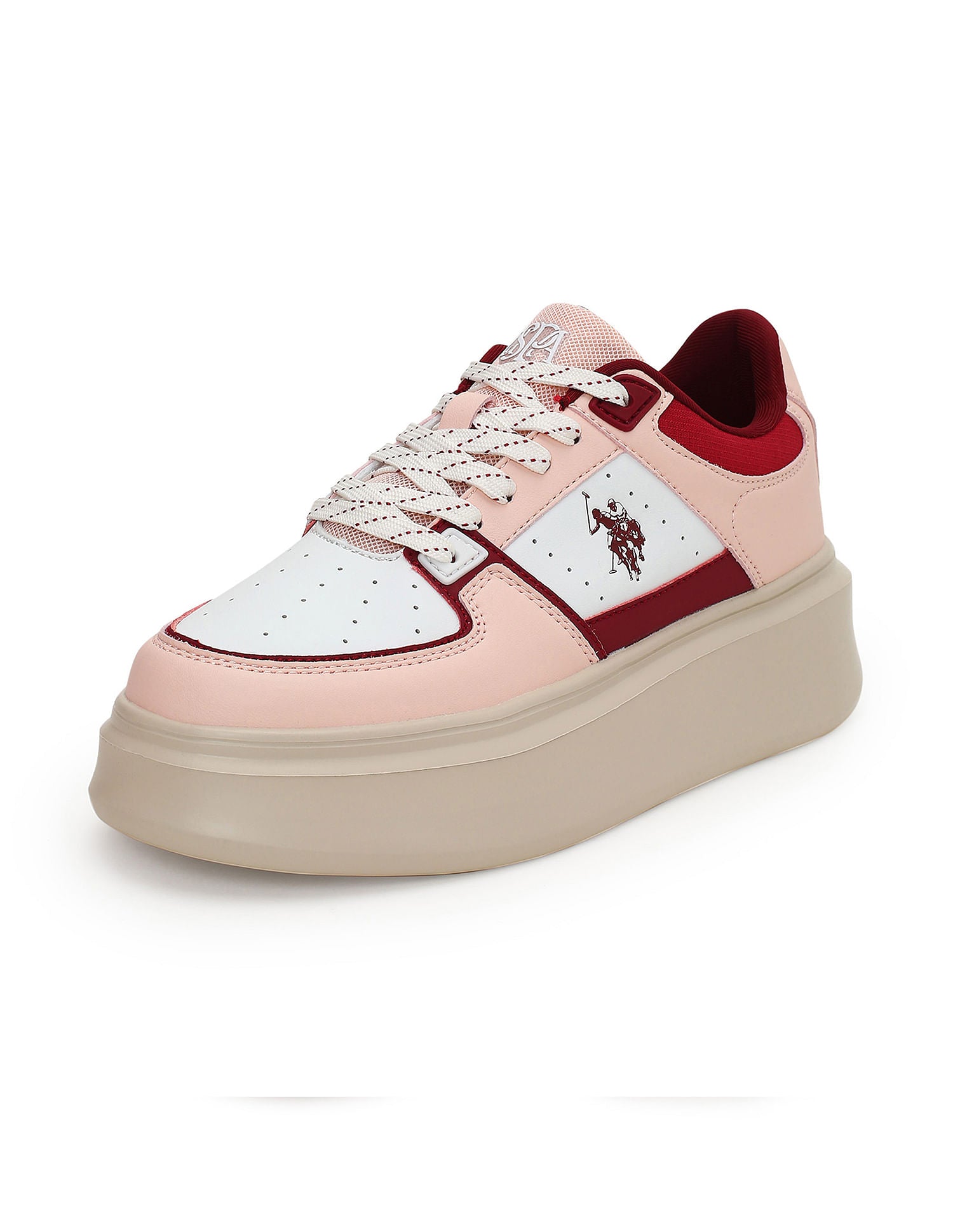 Women Round Toe Colour Block Kai Sneakers Pink - U.S. Polo Assn. India | Large