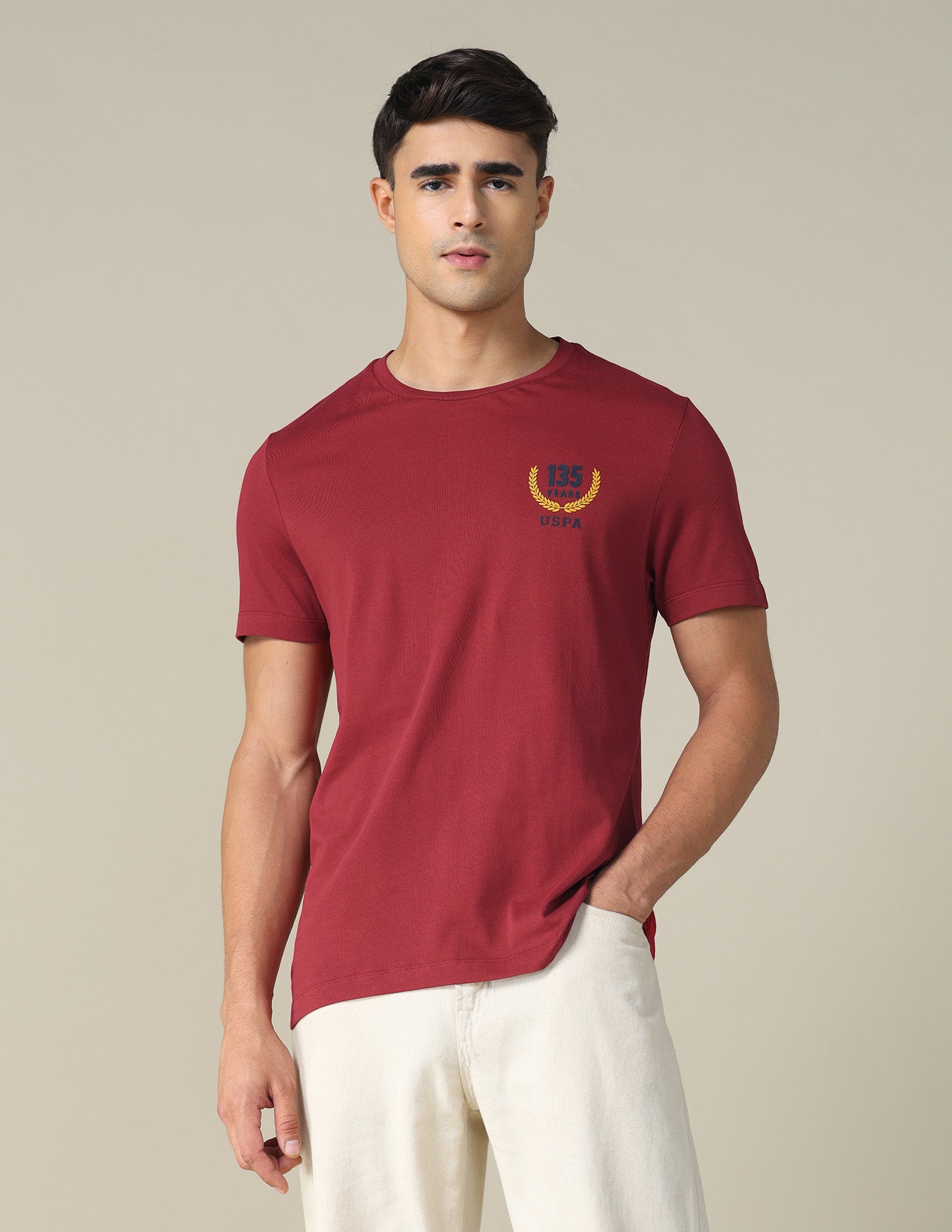 Regular Fit Solid T-shirt Red - U.S. POLO ASSN. | Large