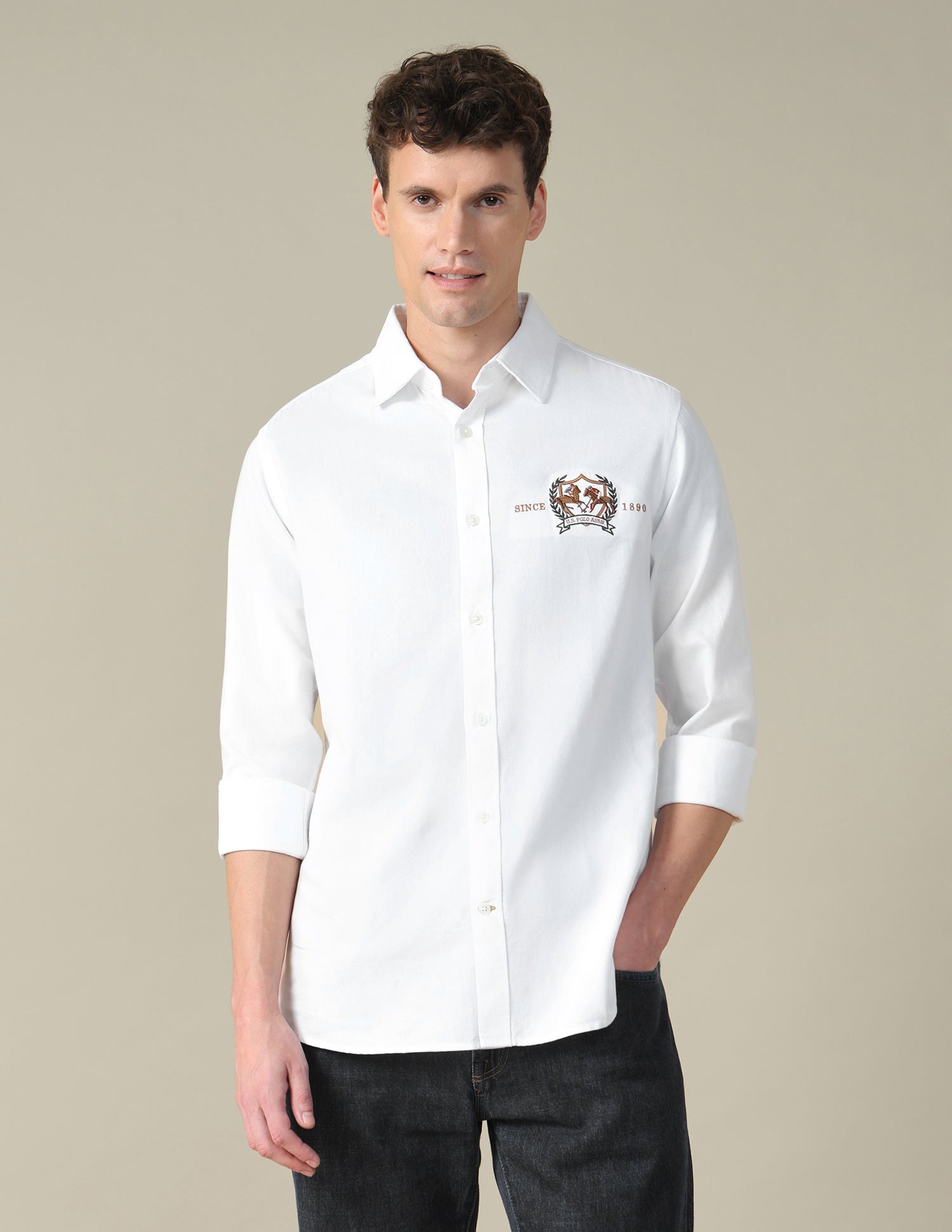 Oxford Tailored Fit Shirt White - U.S. Polo Assn. India | Large