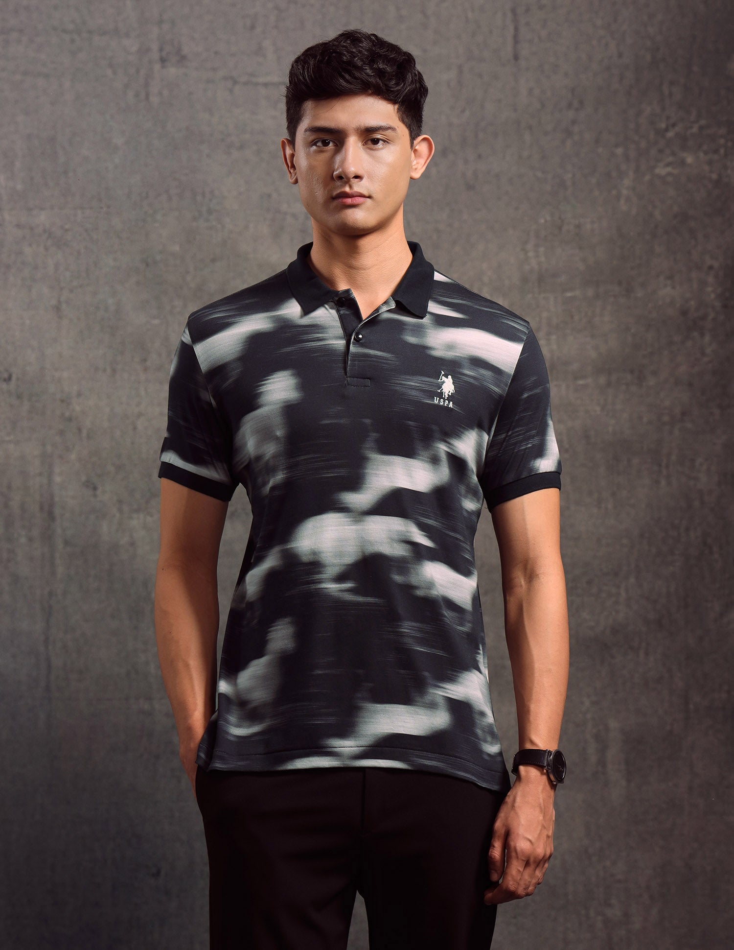 Abstract Printed Regular Fit Polo shirt Black - U.S. POLO ASSN. | Large