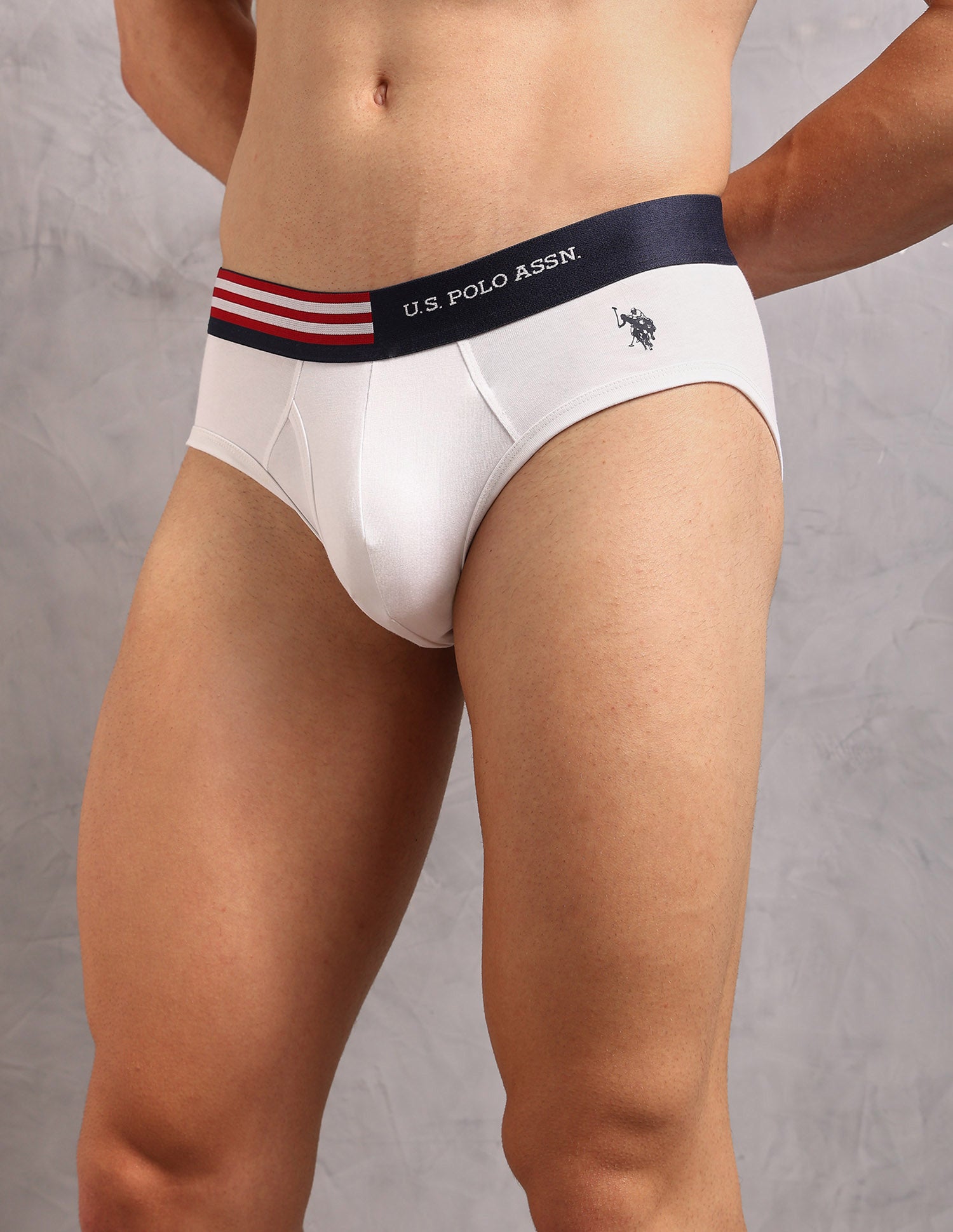 Striped Waistband OEB19 Briefs - Pack Of 2 Chinois Green and Uspa White - U.S. Polo Assn. India | Large