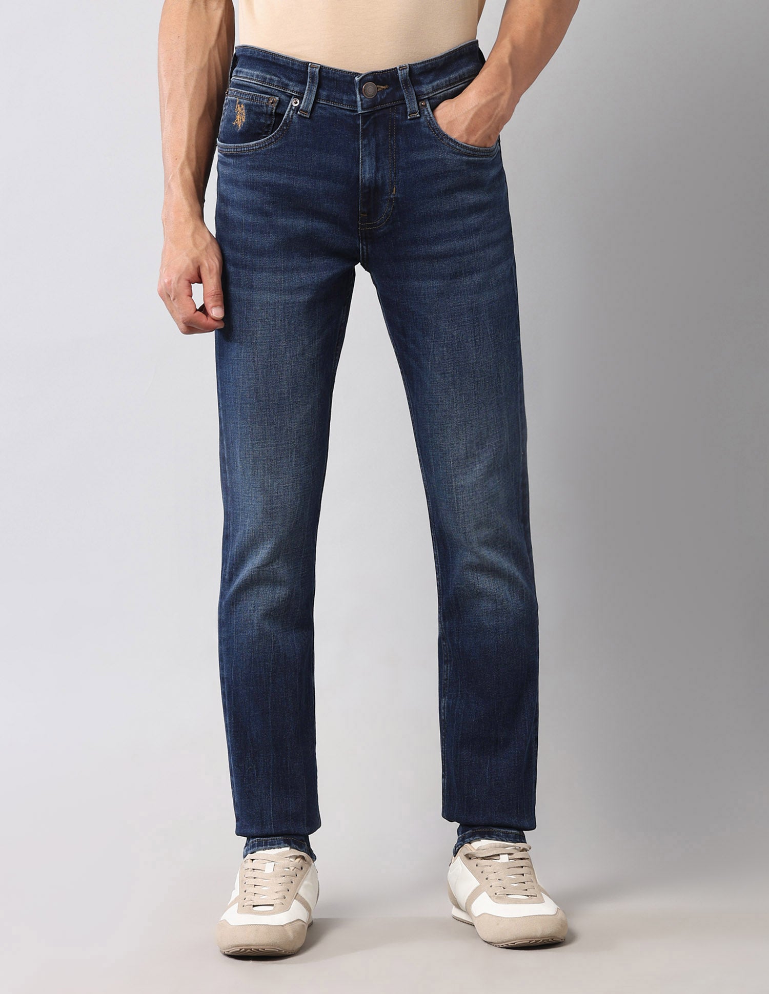 Regallo Skinny Fit Blue Vintage Jeans Rags Wash - U.S. Polo Assn. India | Large