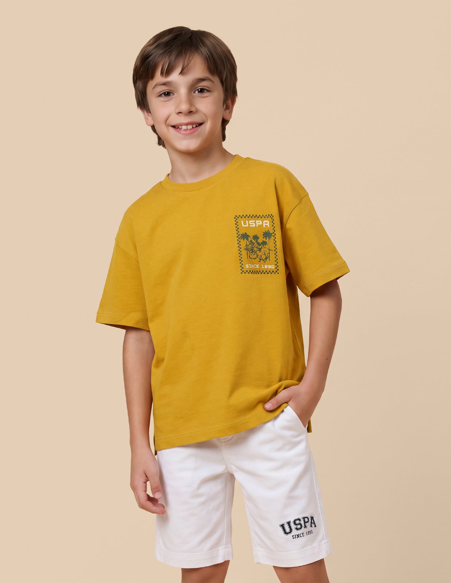 Graphic Brand Printed Oversized Fit T-Shirt Mustard - U.S. Polo Assn. India | Large