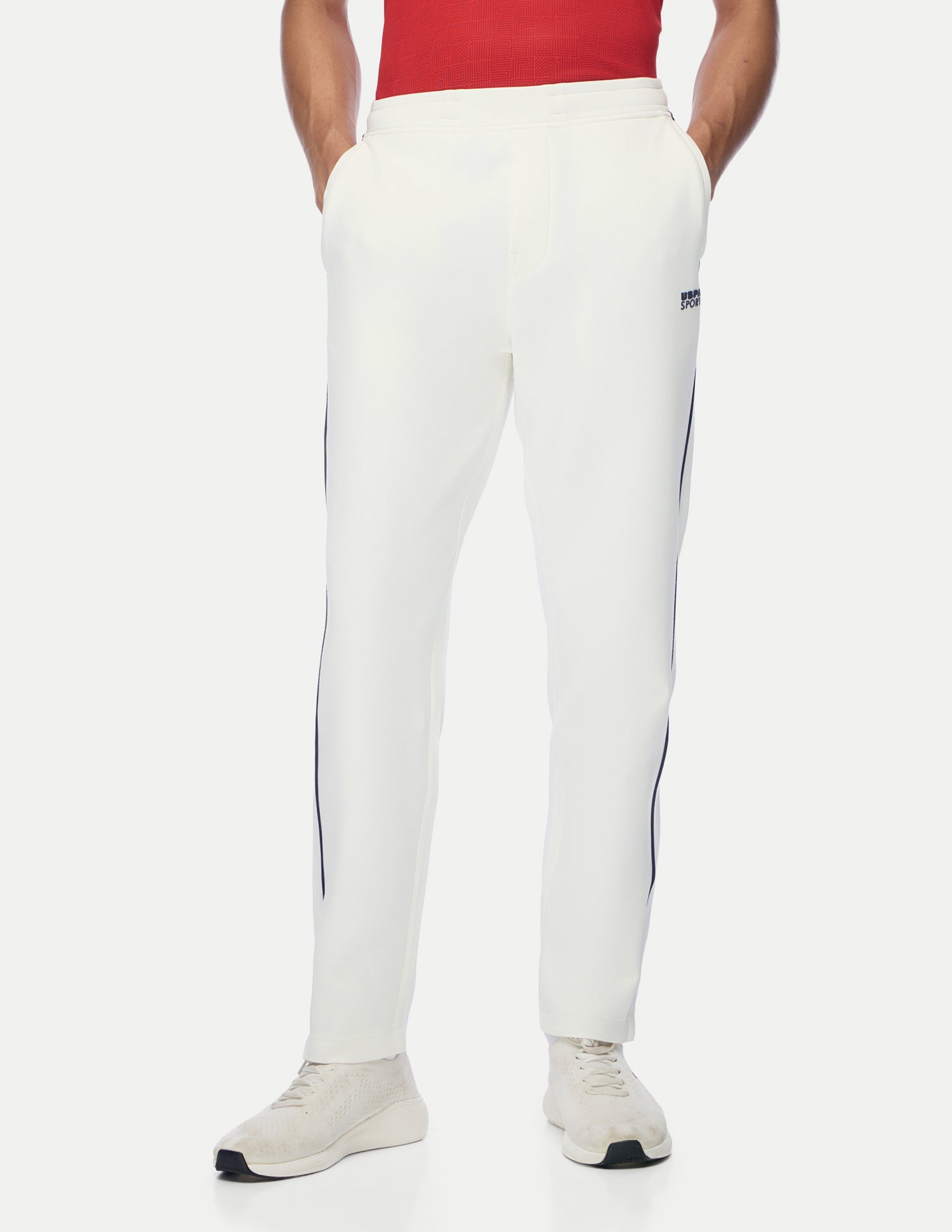 Mid Rise Regular Fit Active Track Pants White - U.S. Polo Assn. India | Large