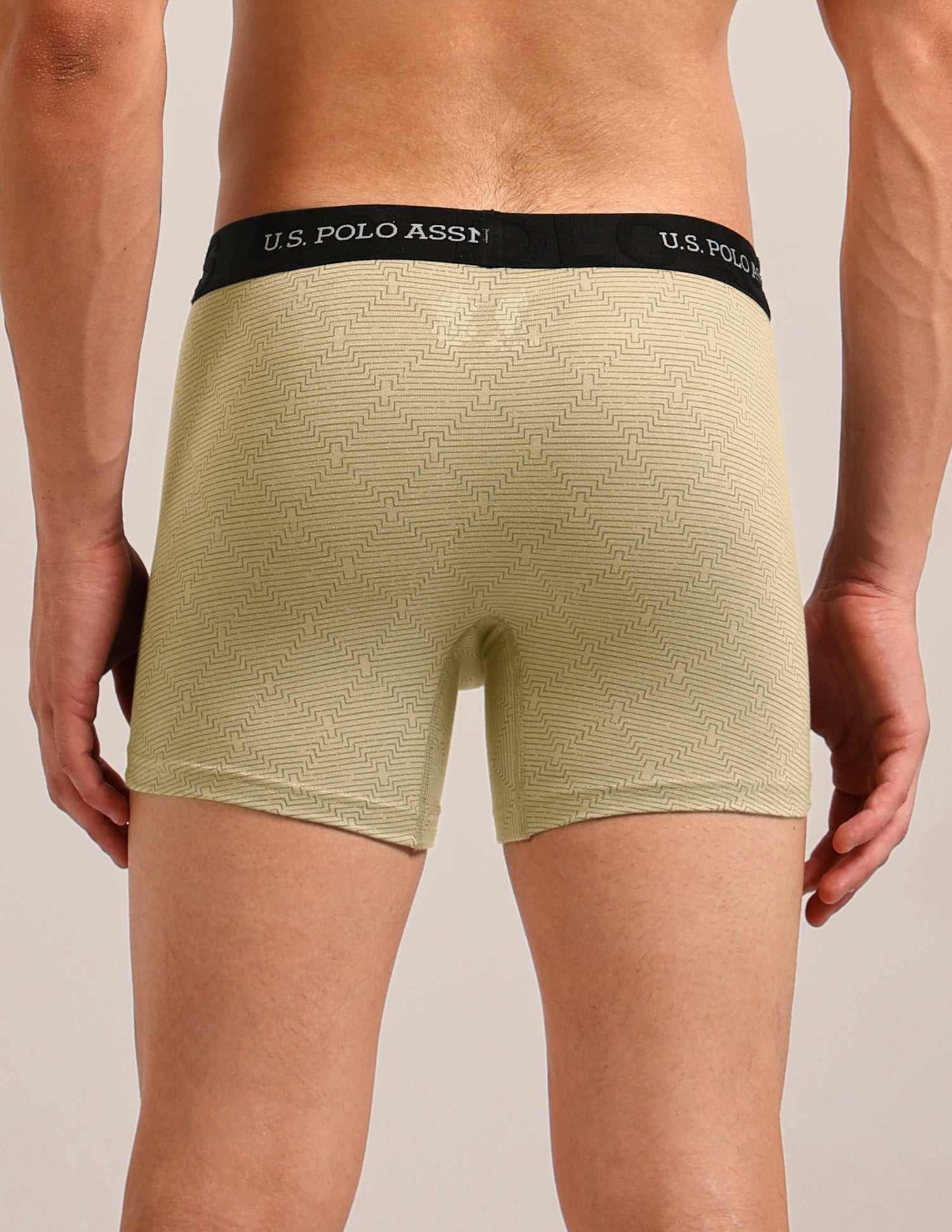 Printed Cotton Stretch Essential OET22 Long Trunk - Pack Of 2 Bistro Green/Pale Olive Green - U.S. Polo Assn. India | Large