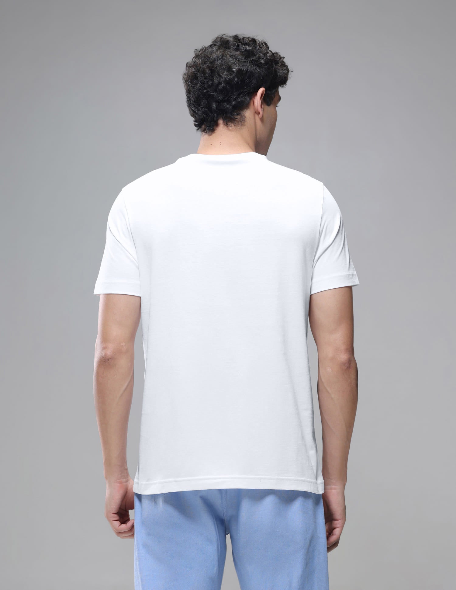Tonal Logo Cotton 1633 Lounge T-Shirt - Pack Of 2 Blue Mel and White - U.S. Polo Assn. India | Large