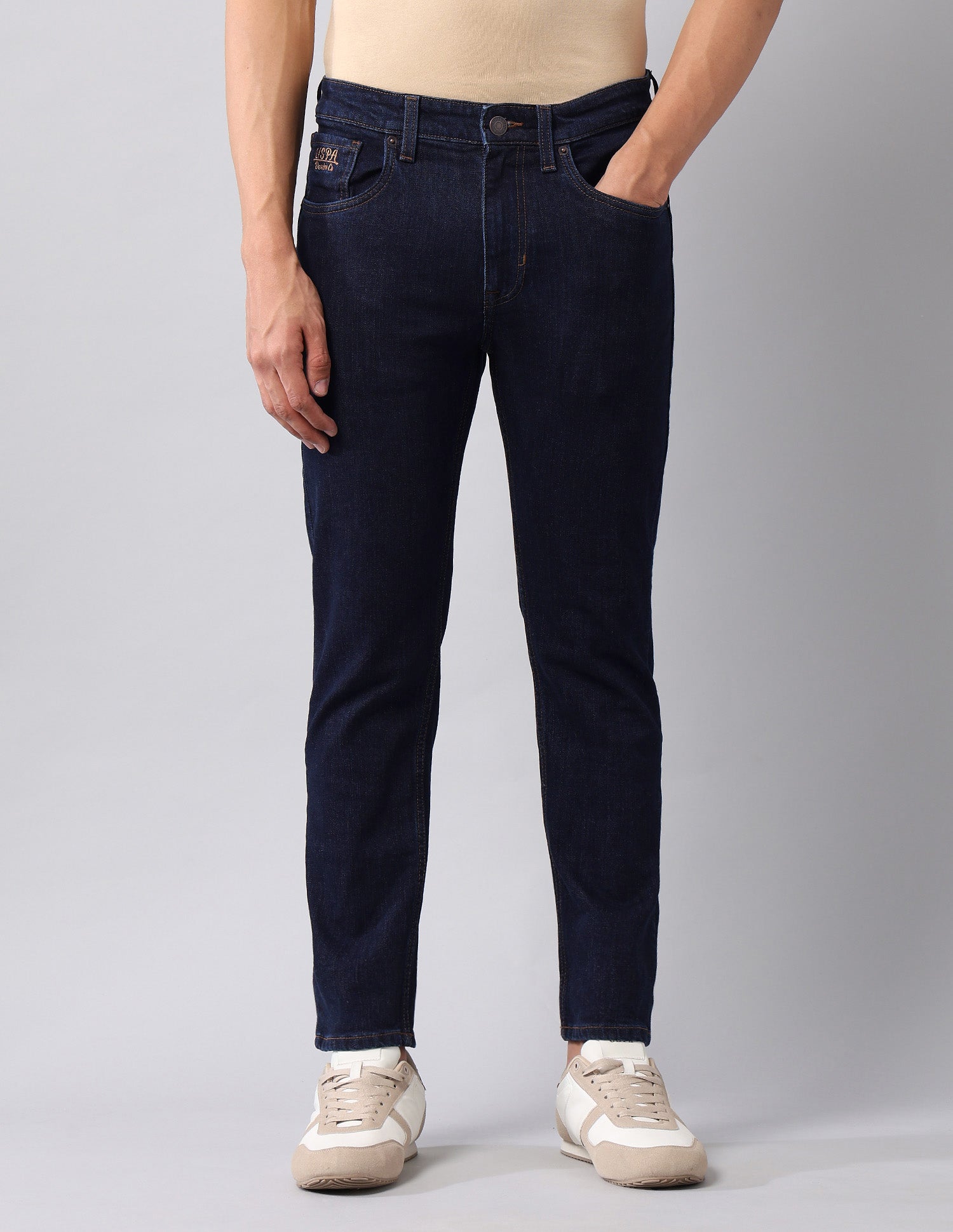 Cole Comfort Cropped Fit Blue Jeans Dark Wash - U.S. Polo Assn. India | Large