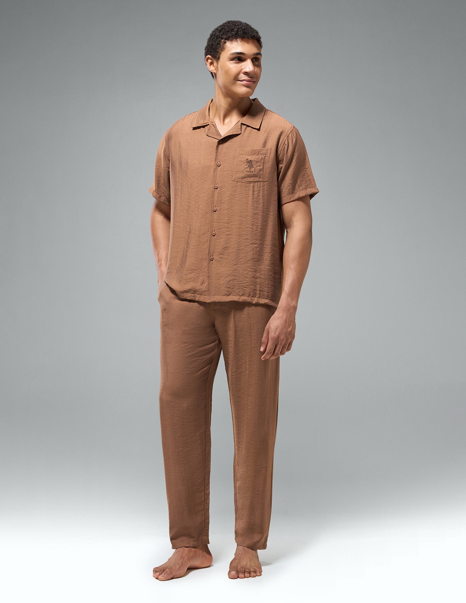 Crinkled Featherlight OESS02 Sleep Set Rust - U.S. Polo Assn. India | Large