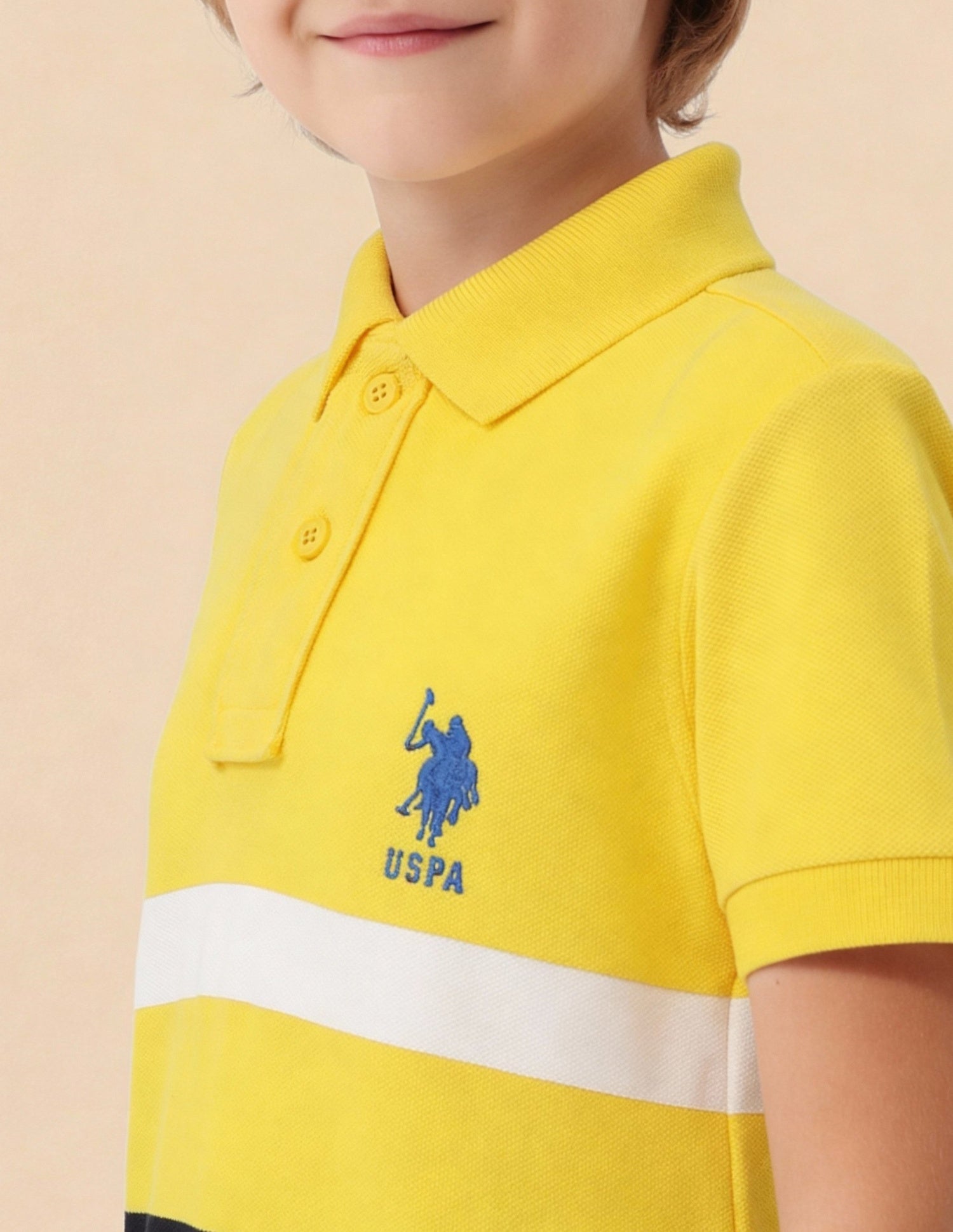 Boys Horizontal Stripe Polo Shirt Yellow - U.S. Polo Assn. India | Large