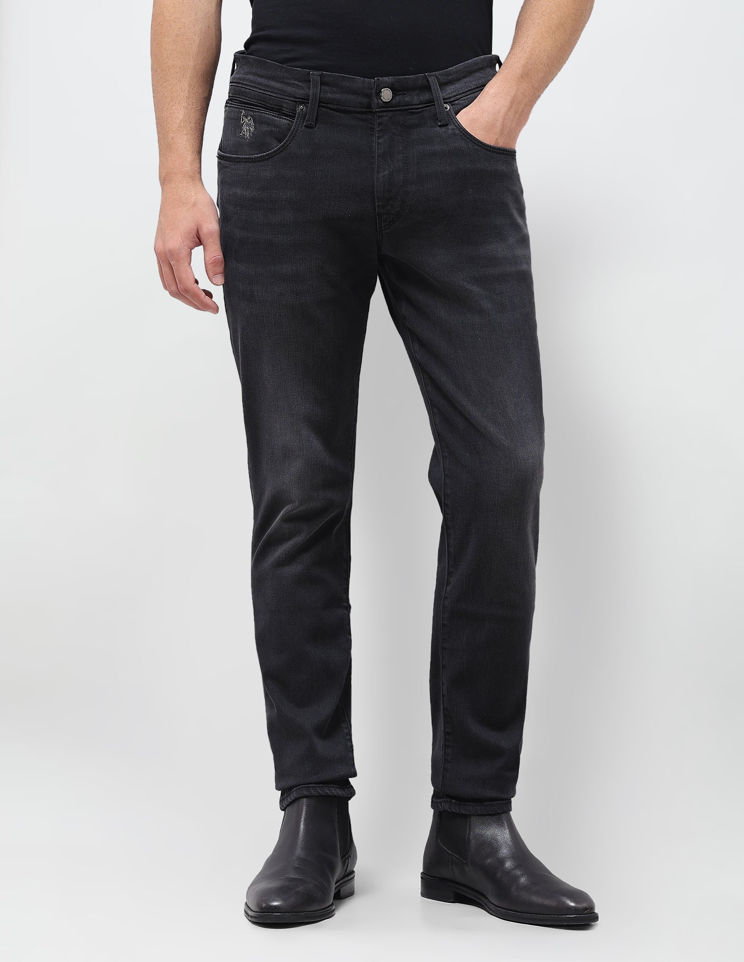 Brandon Slim Tapered Fit Grey Jeans Grey - U.S. Polo Assn. India | Large