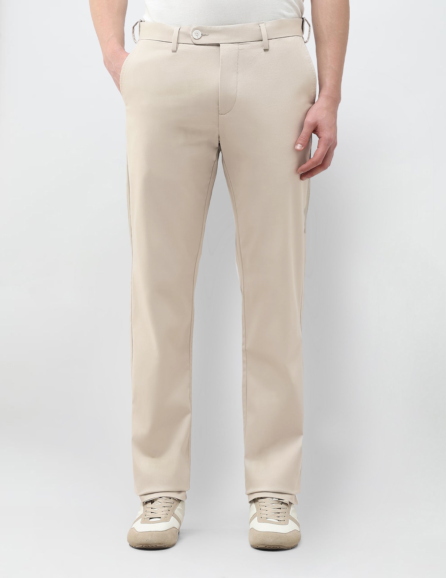Riley Straight Fit Twill Trousers Beige - U.S. Polo Assn. India | Large